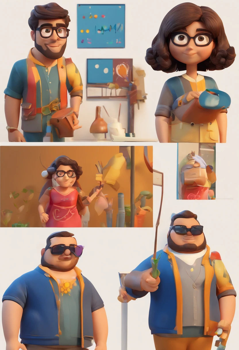 Casal de amigos, uma tem o cabelo cacheado castanho e luzes, Wear Golden Round Glasses. While the other's hair is straight black and wear bangs. Ilustre uma cena em que as duas trocam olhares e sorrir muito. Uma cenaCom a qualidade full HD da Disney Pixar