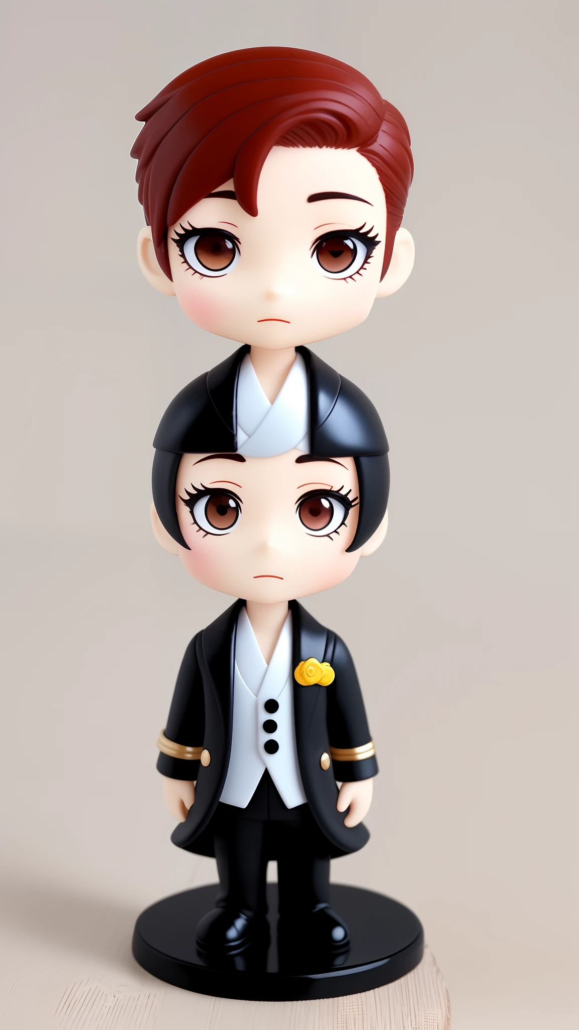 Chibi disney boneco realista oriental masculino com roupa de medico cor branco, cabelos cor vermelho , oculos , Profession Naturologist