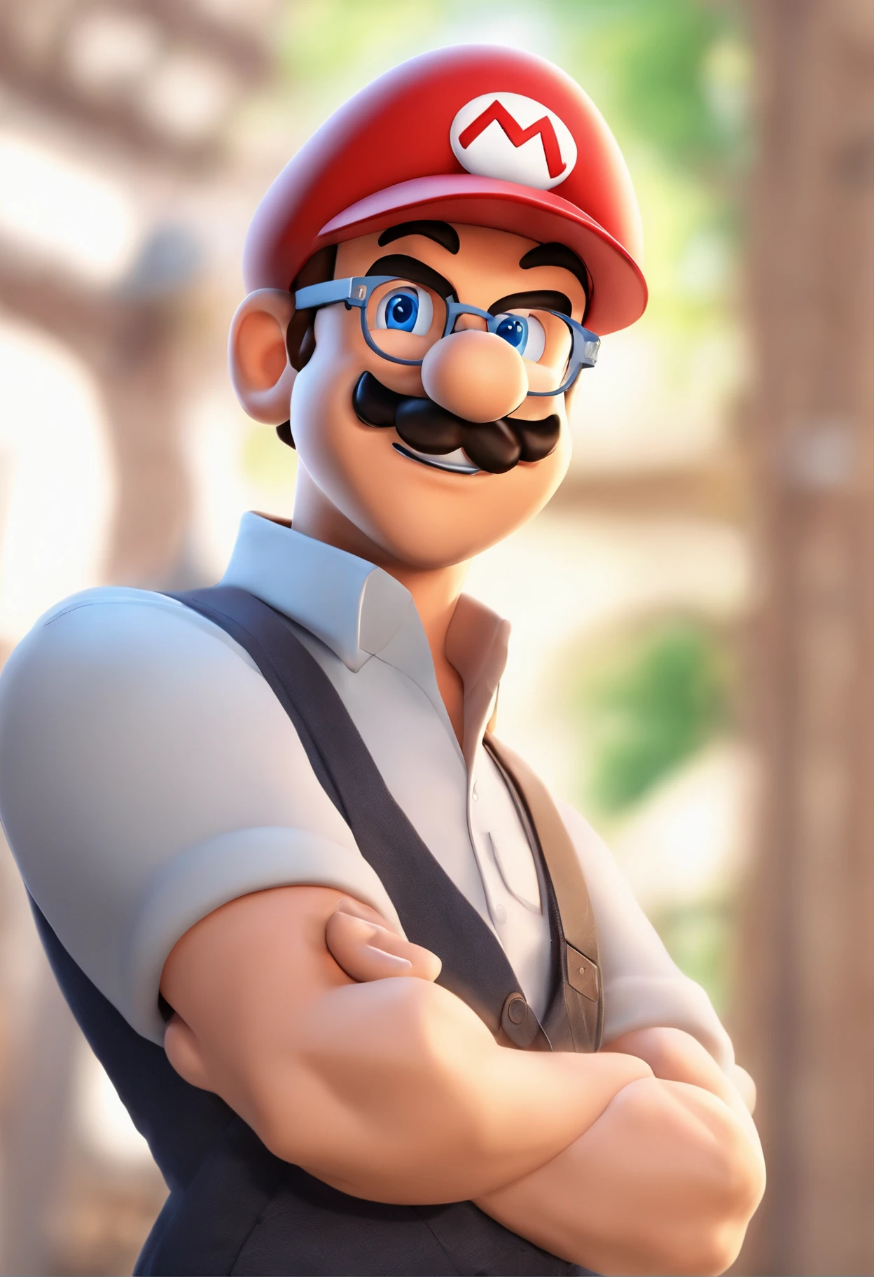 ((best quality)), ((master part)), ((desenhos animados realistas)), ((Personagem perfeito)) - Um retrato frontal meticulosamente detalhado e realista de um homem com cabelo raspado, glasses and a shirt with beautiful textures. O homem olha diretamente para o espectador, Establish a strong and confident presence. The image captures their distinctive facial features, accurately showing the brightness of your eyes and the design of your glasses. The black shirt is rendered with fine details, aumentando o profissionalismo do retrato. Enviado para documentos oficiais, this portrait is presented in impressive 8K UHD resolution, Ensure clarity and unique protection.