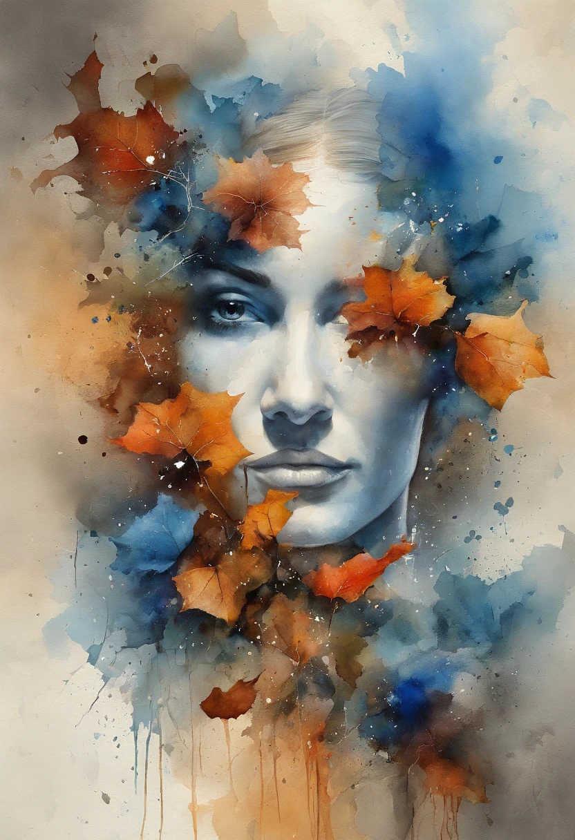 3D Puzzles , Beleza-Looks , Ruiva, Ogiva explosiva, Partes, embutido no rosto, transitory, inspirado em Igor Morski, dramatic art, photo manipulation, photo manipulation, Decair,, explosion of data fragments, Hm, Arte Oficial, Detalhes inacreditavelmente altos, Photoshop Arte, Rauscheffekt, azul escuro