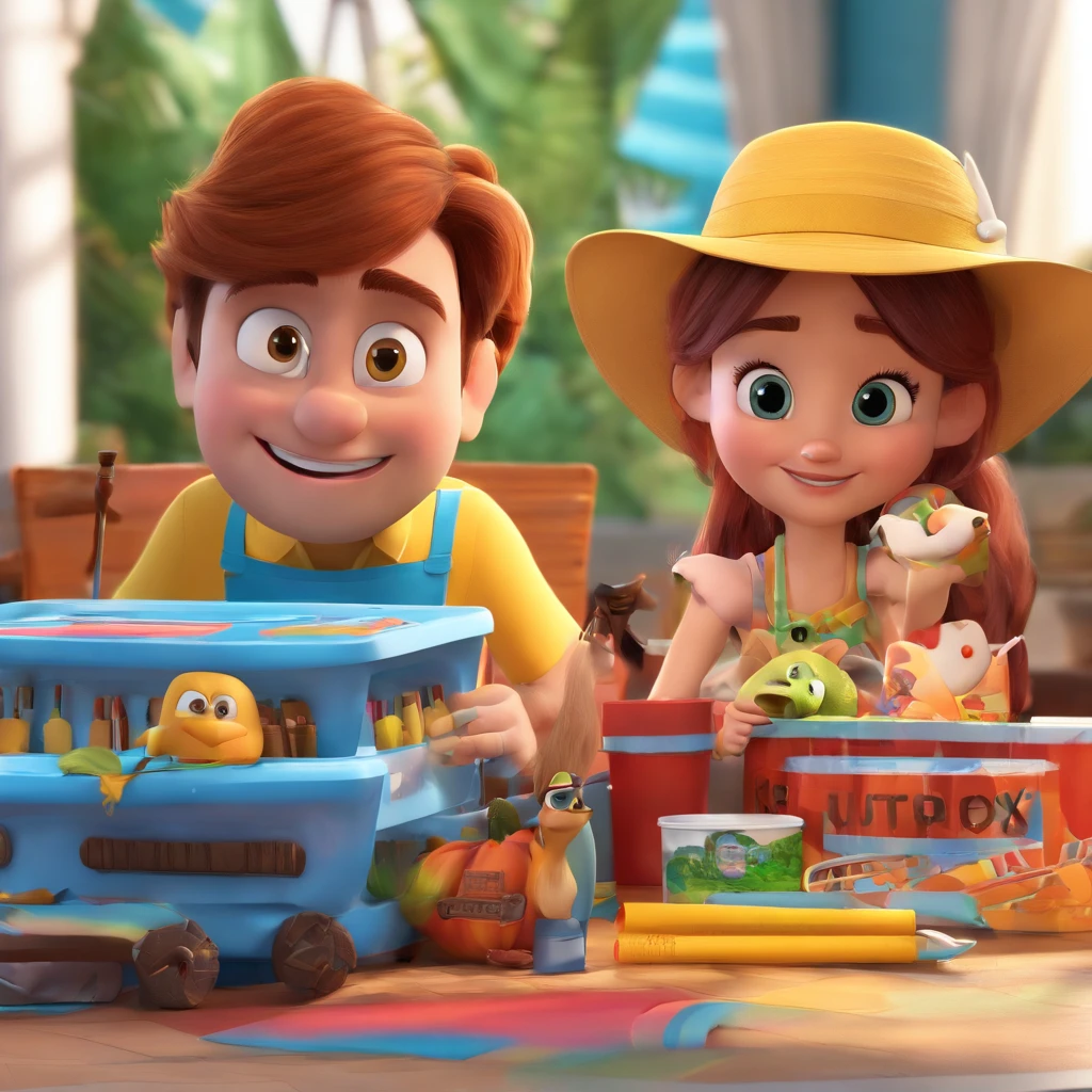 create a 3D movie poster inspired by Disney Pixar, The scene should be in Pixar's signature digital art style, with a caricature image that refers to an artisan in her studio working