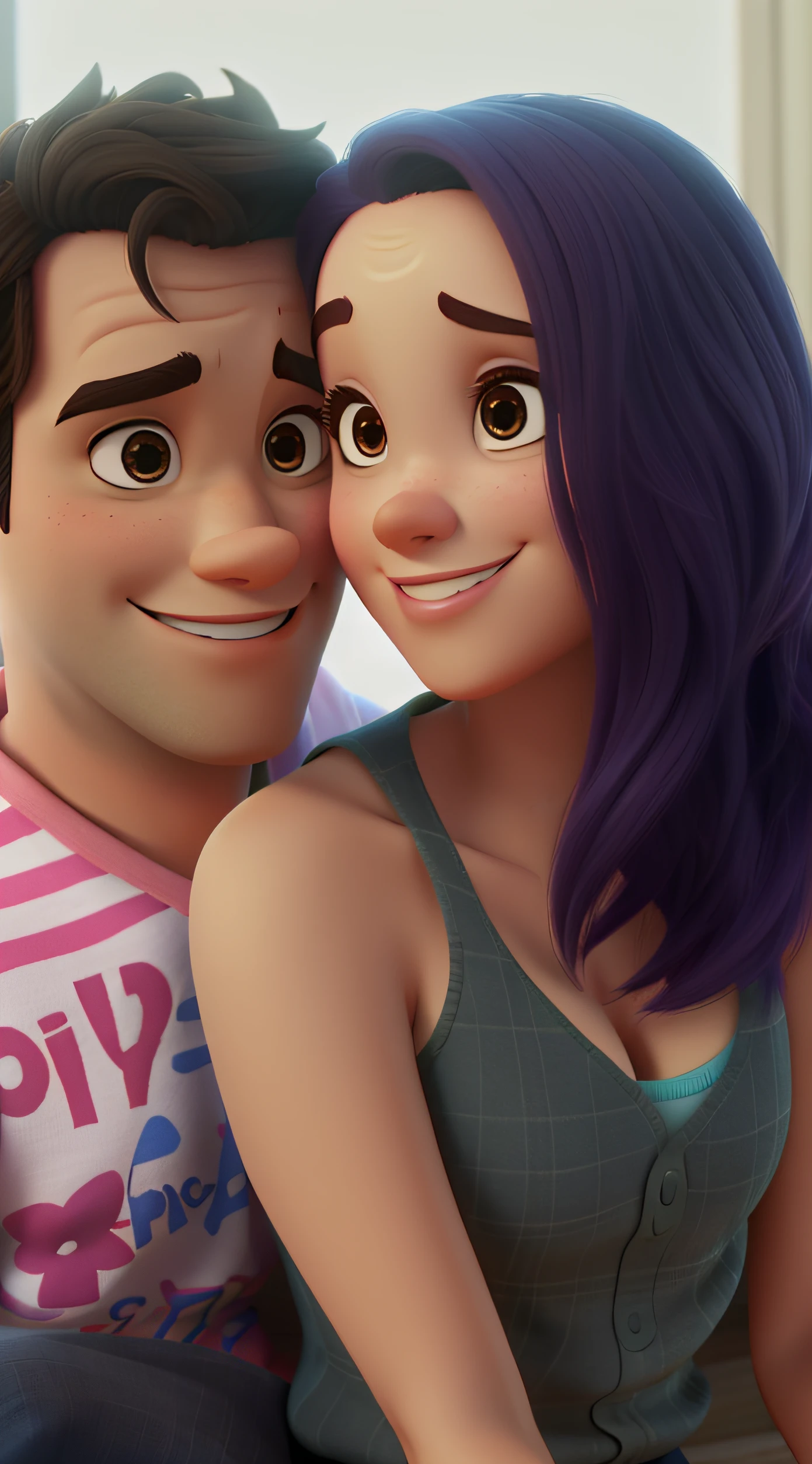 um casal estilo disney pixar, alta qualidade, melhor qualidade