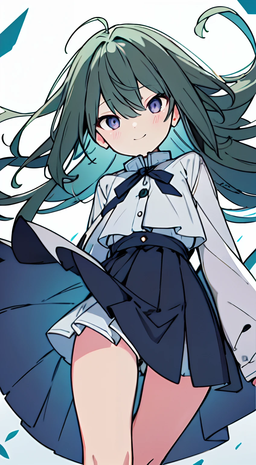 masuter piece, Best Quality,32K、Wallpaper, ultra -detail, Absurd beauty, 1beautiful girl、Big crisp eyes、Hair fluttering in the wind、Slender legs、Make your head smaller、miscievous smile、Angle looking up from below、(sexypose)、thighs thighs thighs thighs