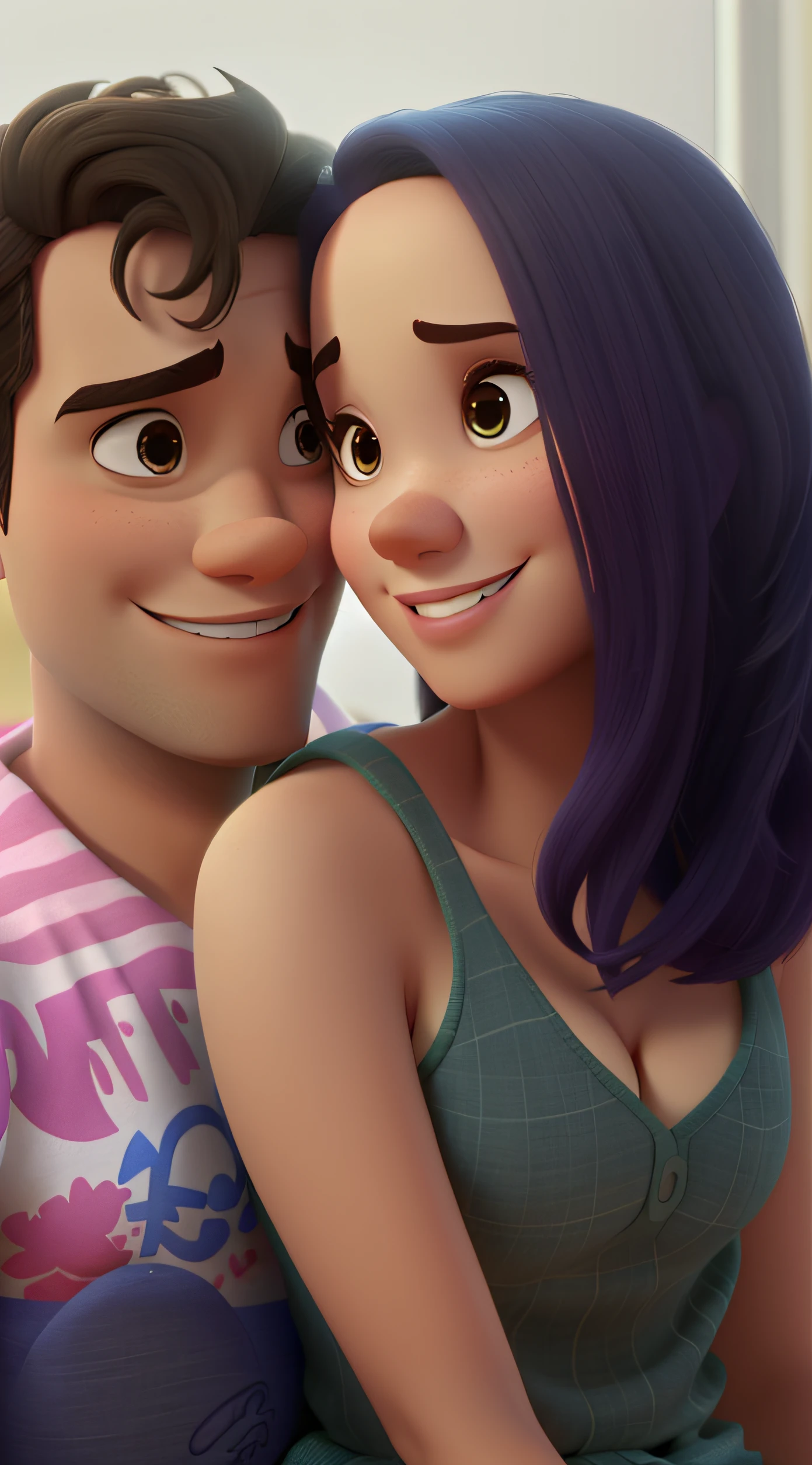 um casal estilo disney pixar, alta qualidade, melhor qualidade