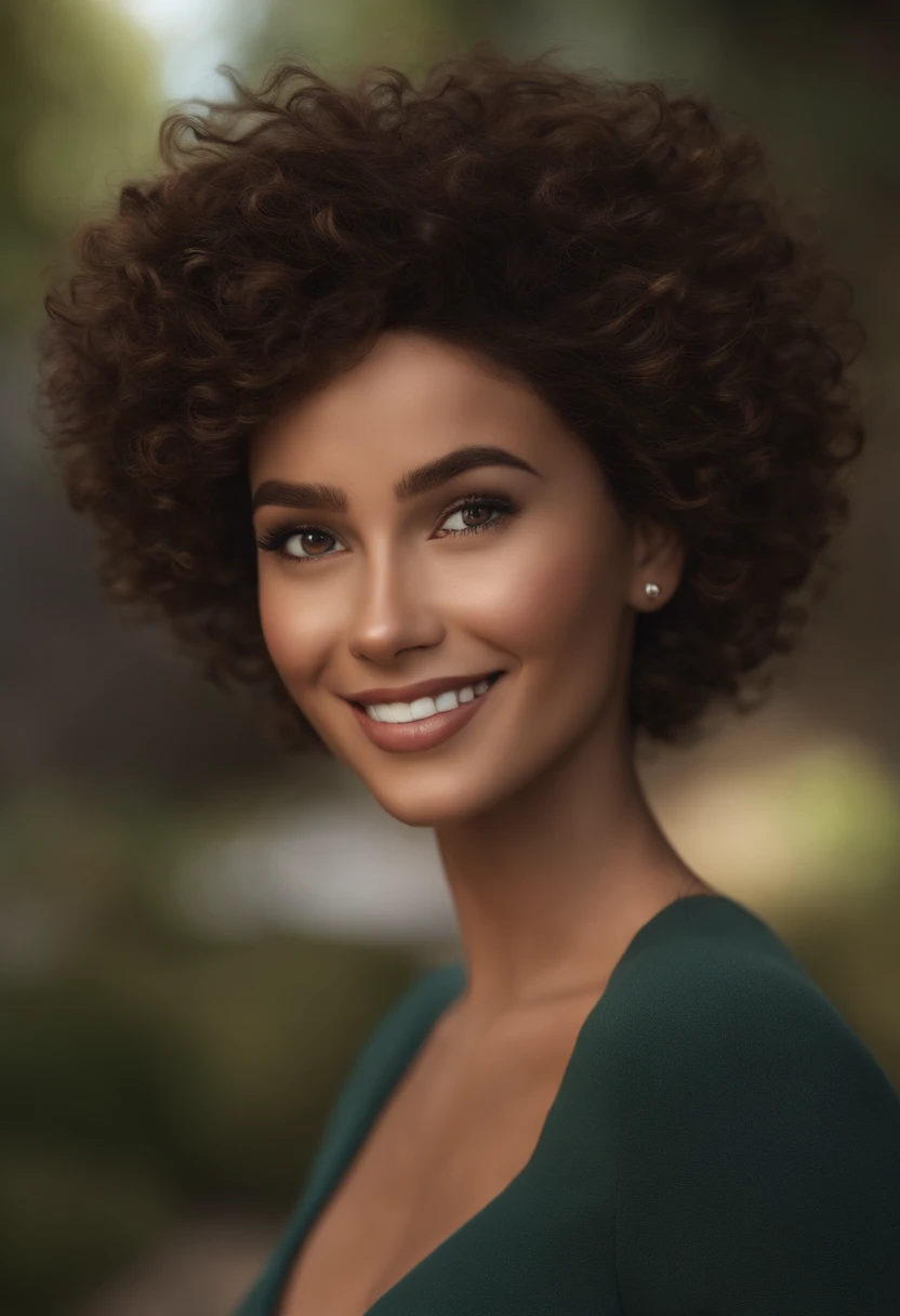 Imagem estilo Pixar com 3D personagem branco mulher, olho castanho, cabelo castanho com mechas loiras, short curly with camera, Maquiagem Disney,Pescador, bonitinho, sorridente ,Close-up, Pixar, Disney, Cinema lighting,