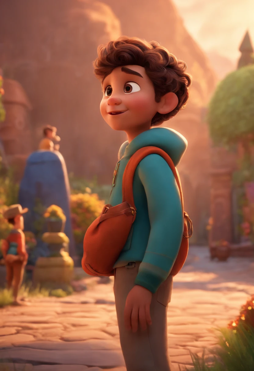 Image of a boy for a story in a YouTube video in Pixar format, He's the little allabester, He's the class leader, He's outgoing, Playful and gets up for a lot of things