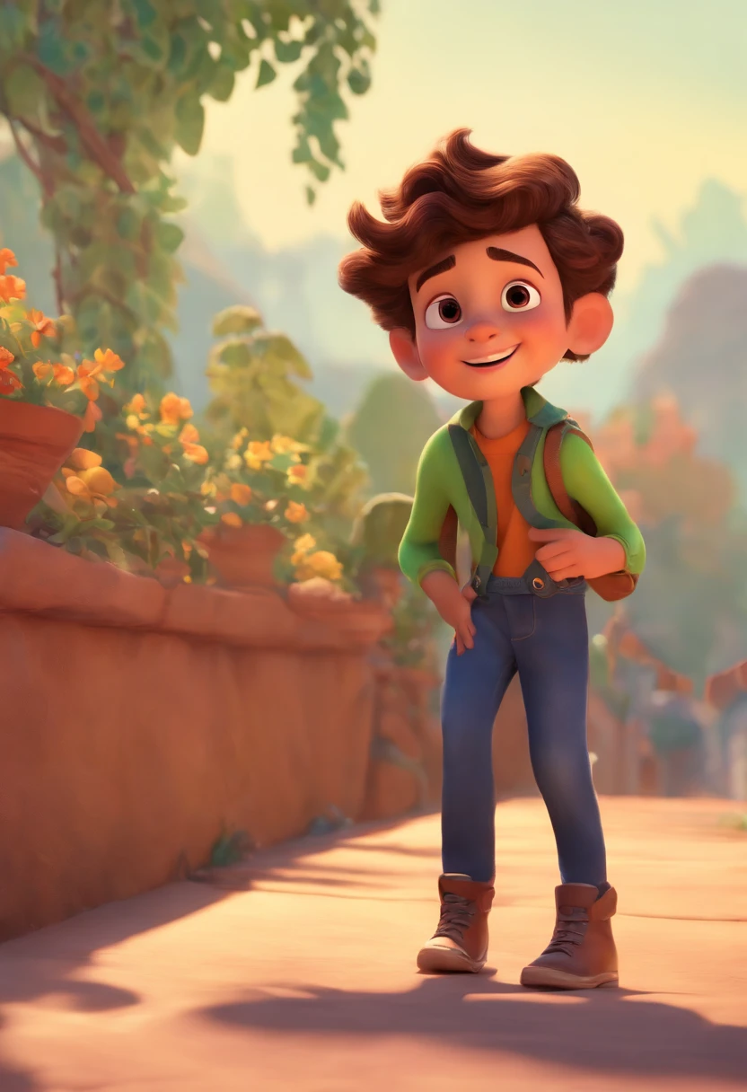 Image of a boy for a story in a YouTube video in Pixar format, He's the allabester, He's the class leader, He's outgoing, Playful and gets up for a lot of things