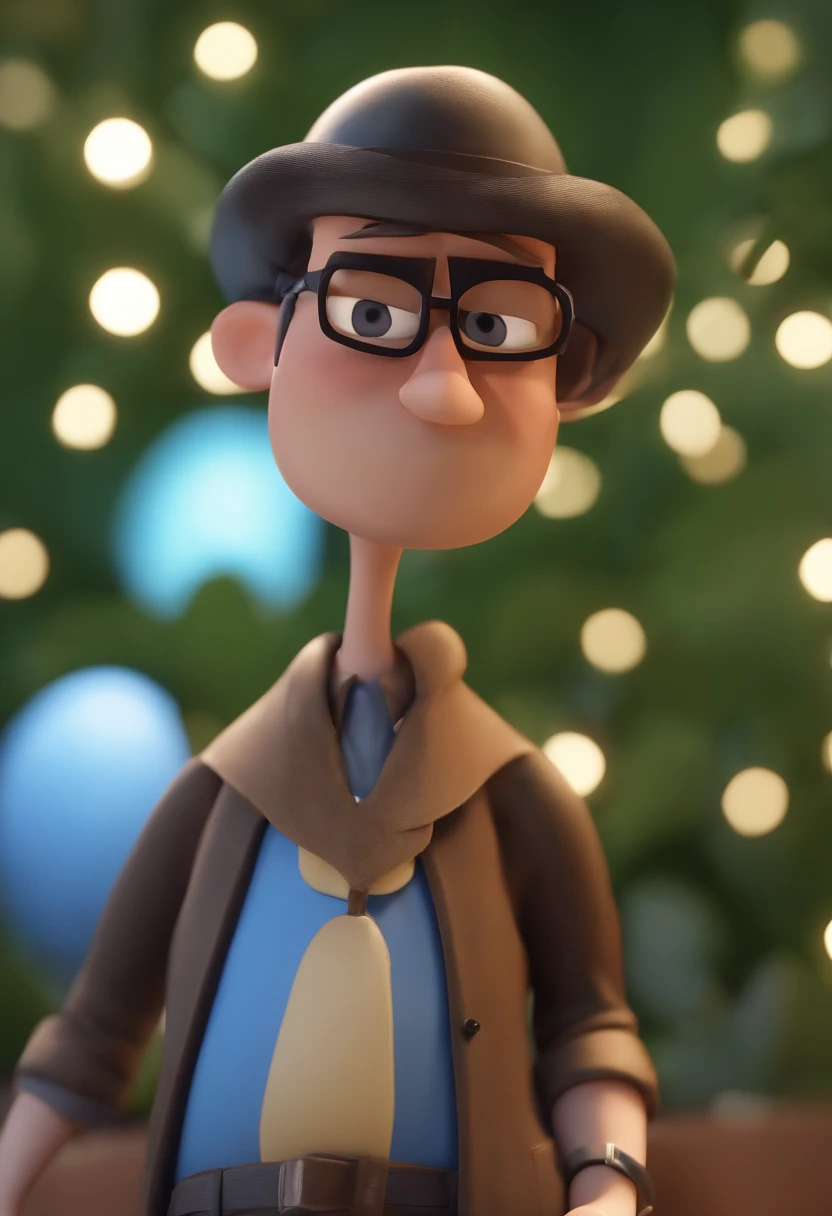 Cartoon character of a man wearing black glasses and a blue shirt, um personagem animado, Caractere estilizado, animation style rendering, 3D estilizado, Arnold Maya render, 3 d render stylized, toon render keyshot, Personagem 3D, Personagem 3D, 3d rendering stylized, 3 d character render, personagem de desenho animado, Personagem de close up, Pose de personagem, (Estilo Pixar) (master part:1.2) (Bokeh) (best quality) (pele detalhada) (textura detalhada) (8k) (argila) (Cinematic lighting) (foco nítido,Senta e vaza a parte superior do corpo