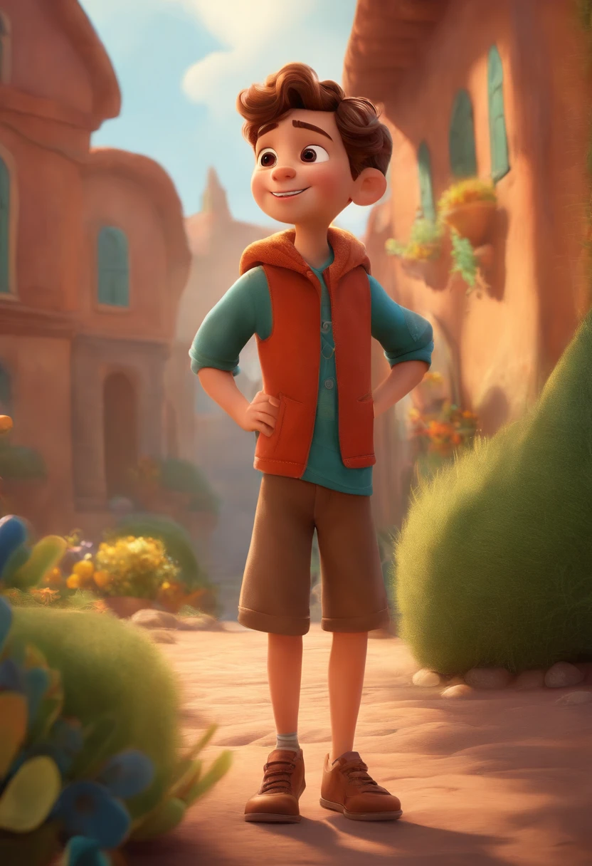 Image of a boy for a story in a YouTube video in Pixar format, He's the  allabester, He's the class leader, He's outgoing, Playful and gets up for a lot of things