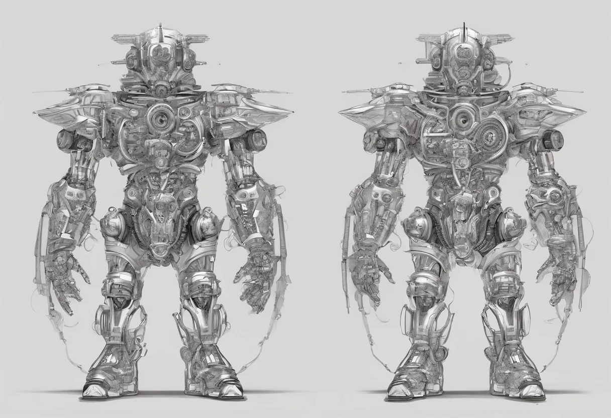 (Mechanical Warrior: 1.2), Cyberpunk, Close-up, Front view, Symmetrical left-right composition, (Red is the dominant color: 0.7),