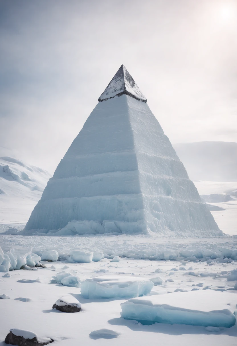 Antarctic continent、amazing composition、Huge ice wall、Ice pyramid、Ruins、spaceships、The human、Ice World、Ancient ruins、researcher、plants、Large entrance、