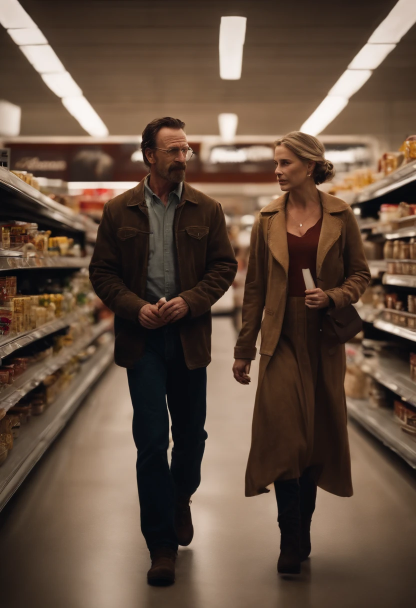 Romantic, walter white, rick grimes, going on a date, in Walmart