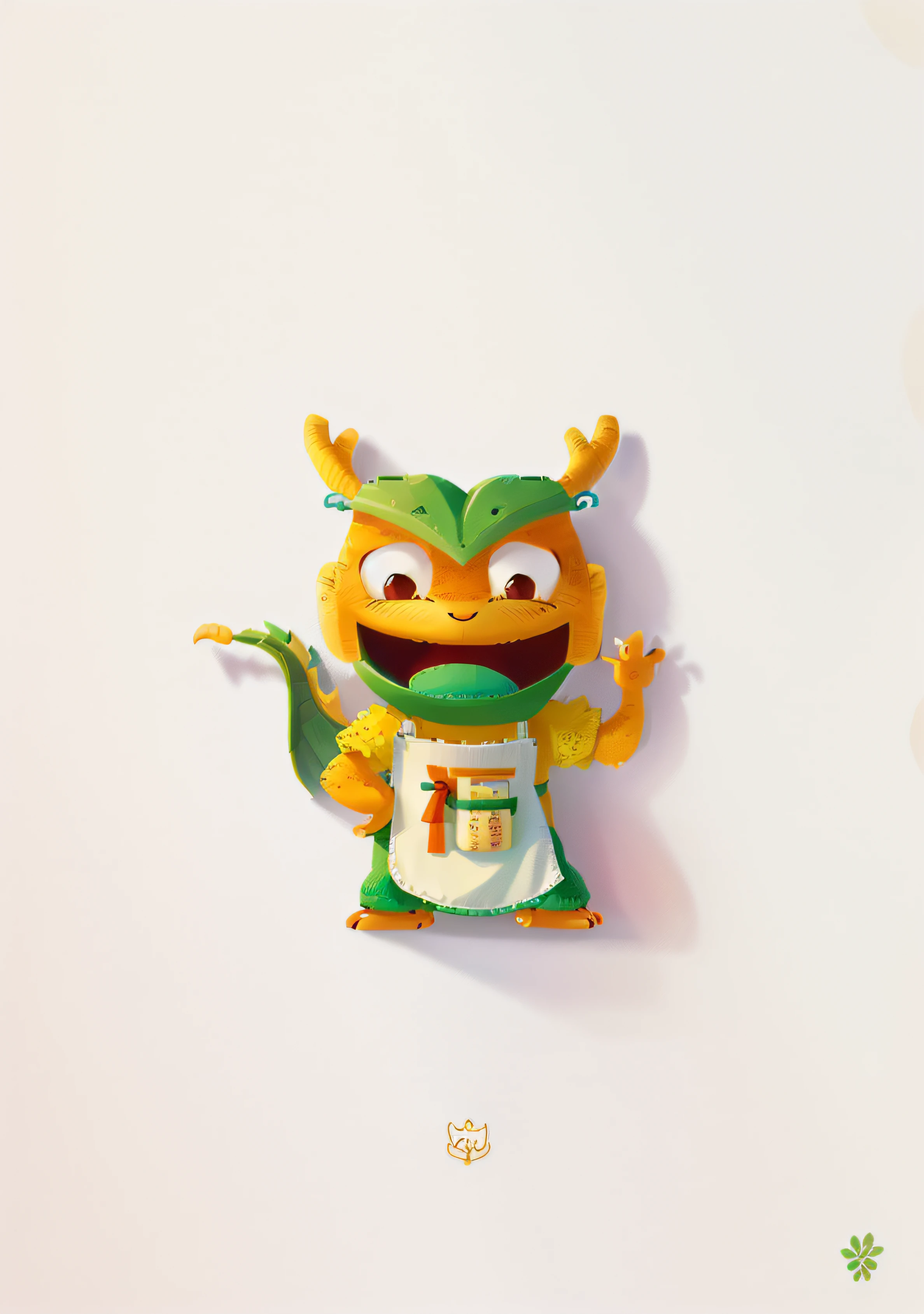 A little dragon in an apron