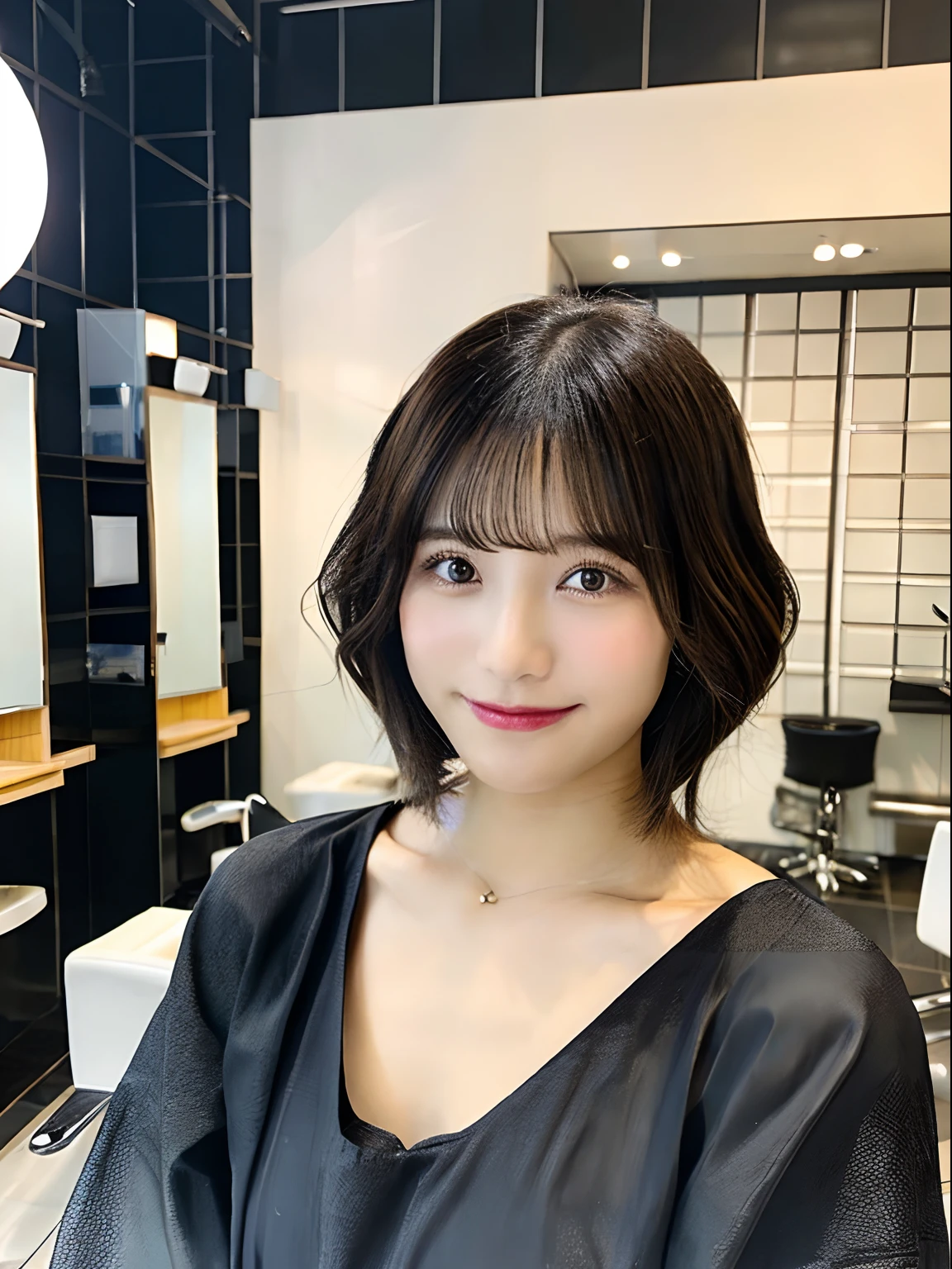 Beautuful Women、short-hair、Reaping、Beauty salon、beautician、Mako Tamura、bobbed、Cutting、Cut Cloth