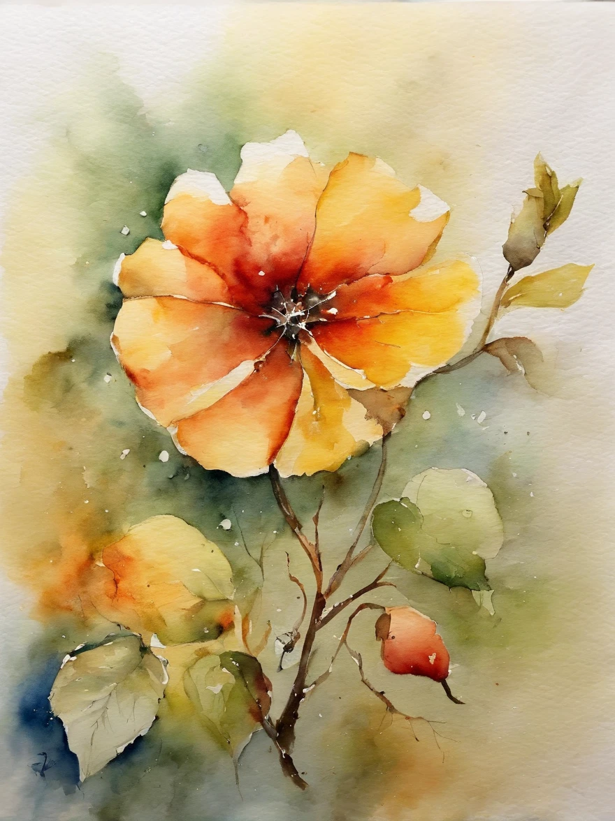 Watercolor painting depicting the song 4 seasons by composer Vivaldi: : trending on ArtStation: : Simple composition creates a sense of order and harmony. A pintura captura as qualidades espirituais do mundo natural. --uplight --ar 9:16