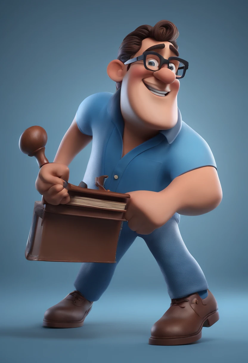 Cartoon character of a man with black glasses and a blue shirt, animation character, Caractere estilizado, animation style rendering, 3D estilizado, Arnold Maya render, 3 d render stylized, toon render keyshot, Personagem 3D, Personagem 3D, 3d rendering stylized, 3 d character render, personagem de desenho animado, Personagem de close up, Pose de personagem, (Estilo Pixar) (master part:1.2) (Bokeh) (best quality) (pele detalhada) (textura detalhada) (8k) (argila) (Cinematic lighting) (foco nítido