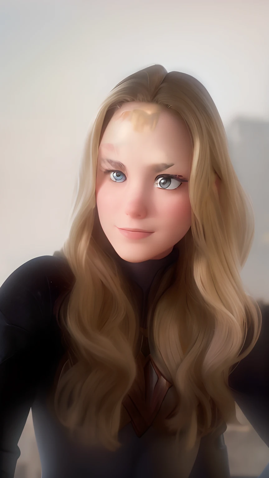 Blond Woman in Wonder Woman Outfit Thinking Behind Many Buildings
