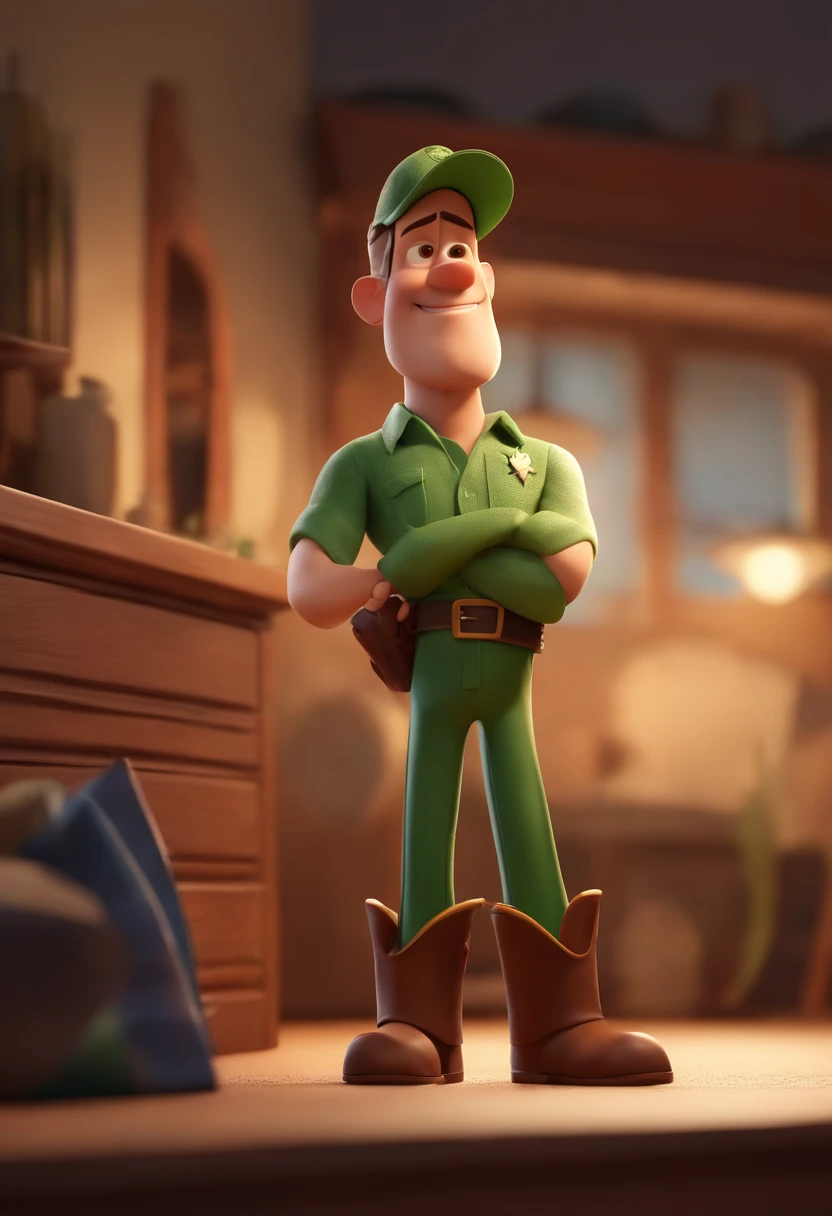 personagem dos desenhos animados de um homem com com uma camisa verde escrito BR, animation character, Caractere estilizado, animation style rendering, 3D estilizado, Arnold Maya render, 3 d render stylized, toon render keyshot, Personagem 3D, Personagem 3D, 3d rendering stylized, 3 d character render, personagem de desenho animado, Personagem de close up, Pose de personagem,  (Estilo Pixar) (master part:1.2) (Bokeh) (best quality) (pele detalhada) (textura detalhada) (8k) (argila) (Cinematic lighting) (foco nítido