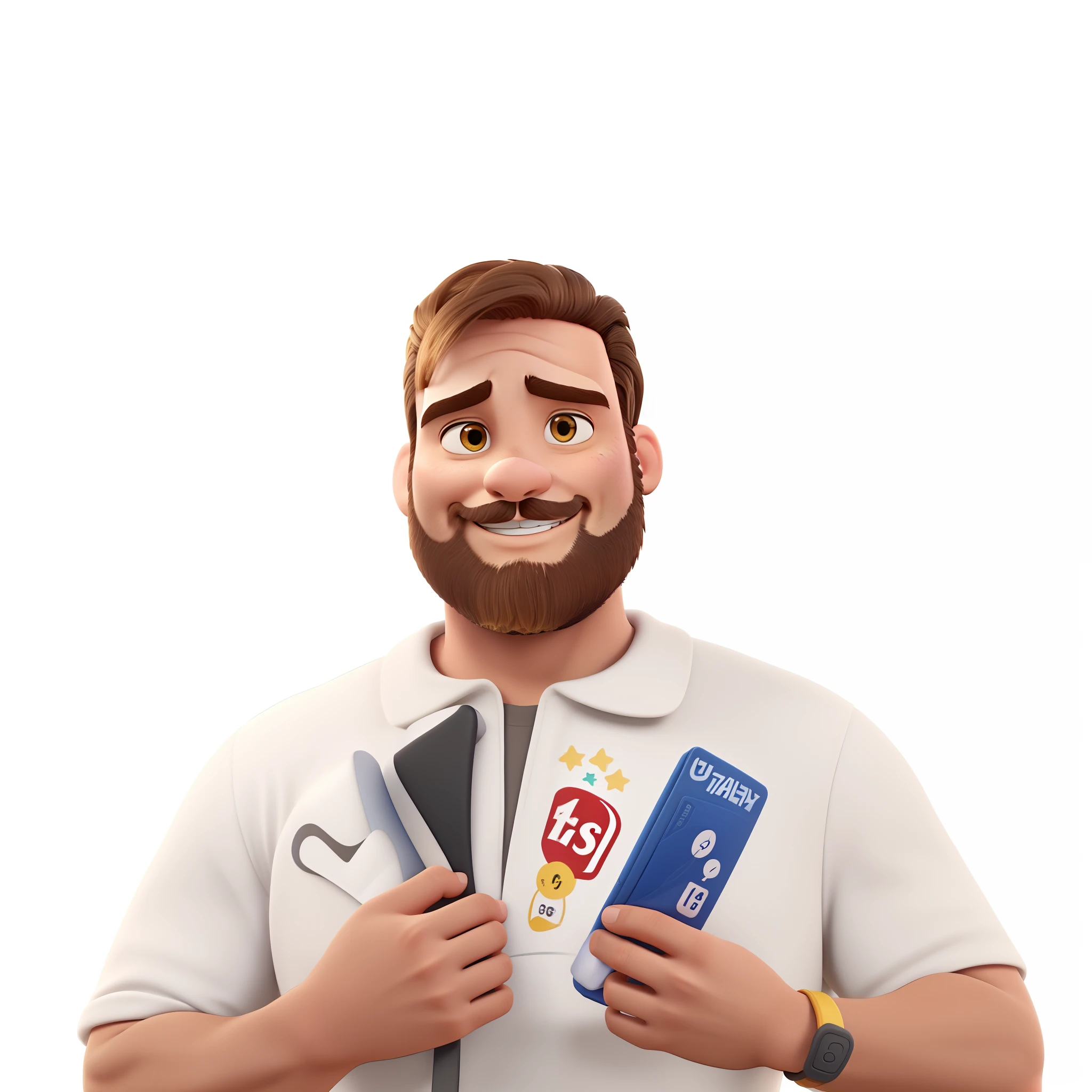 Um homem branco cabelo e barba na cor preta estilo Disney Pixar com alta qualidade melhor qualidade