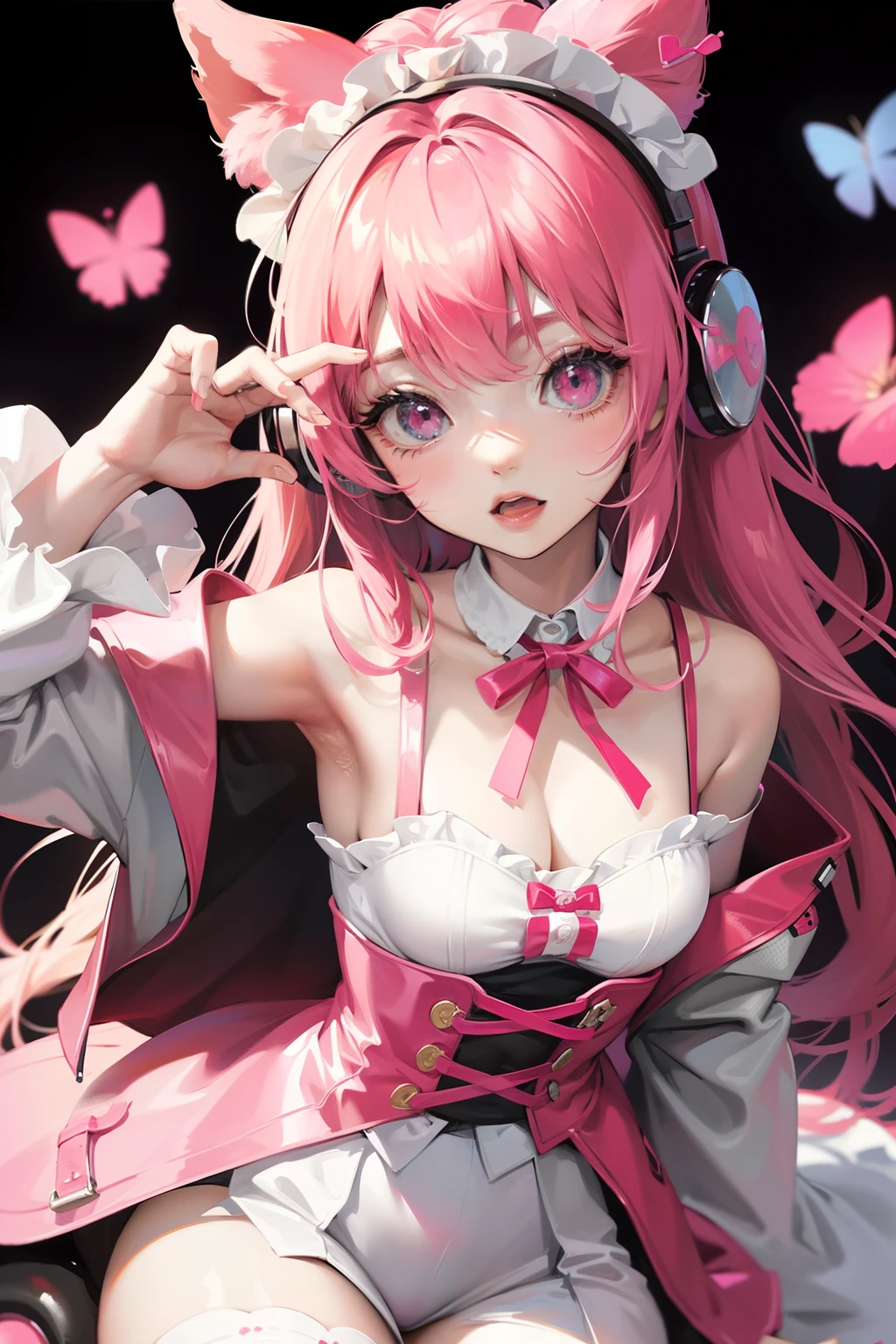 girl with、soio、head phone、doress、pop music、lolita、pink there、shuicolor