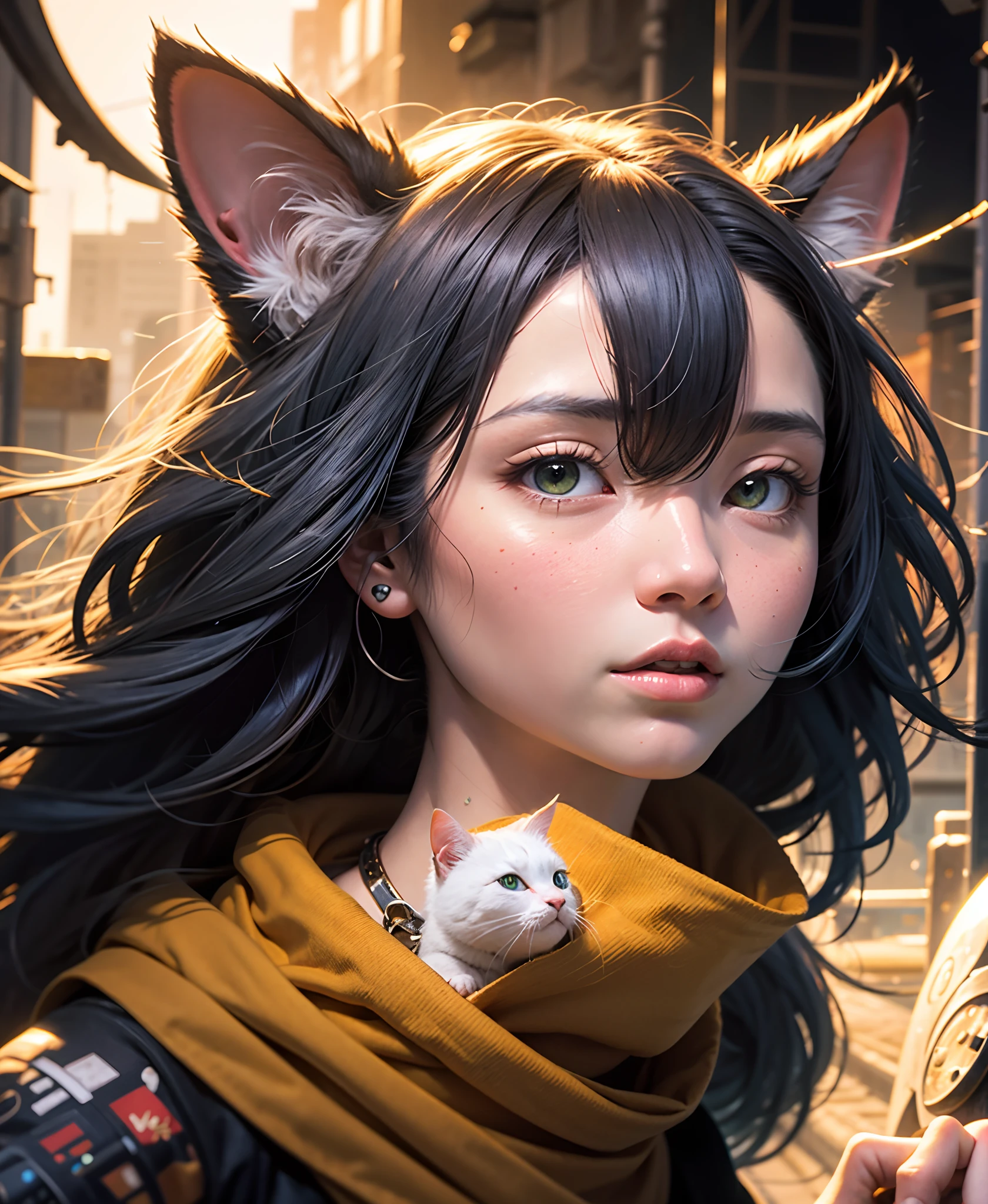 masutepiece, Best Quality, Illustration, Ultra-detailed, finely detail, hight resolution, 8K Wallpaper, Perfect dynamic composition, Cat's ears、Cat's ears、Cat's ears