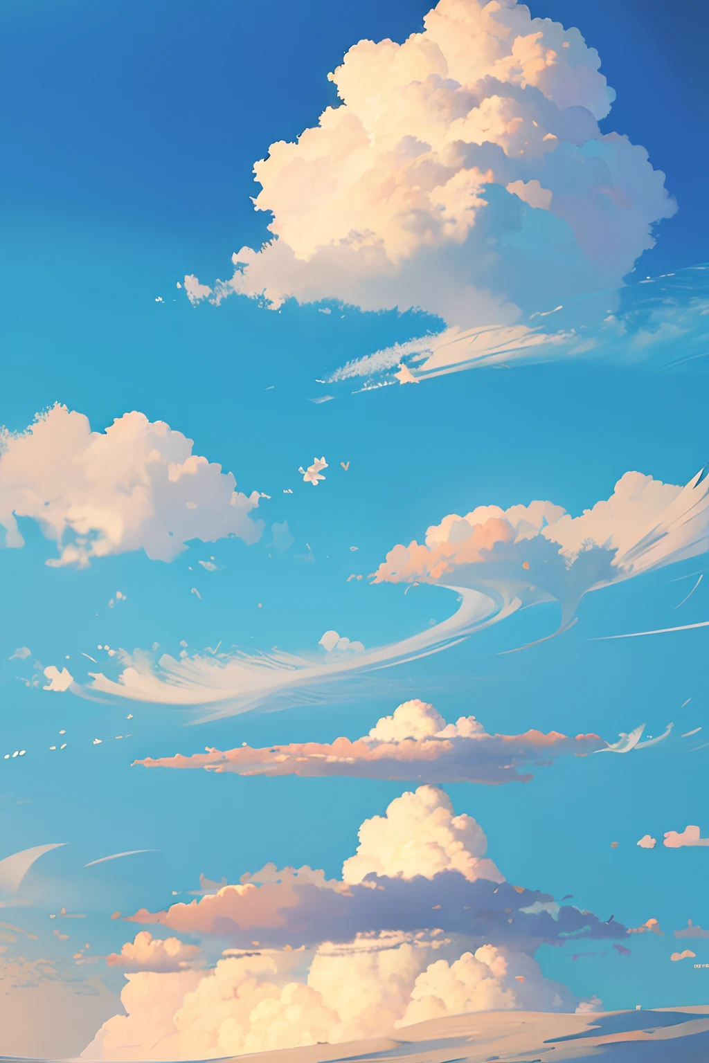 Masterpiece, best quality, high quality, anime style, sky, cloud, sky, no humans, blue sky, cloudy skies, award winning illustration, anime style sky