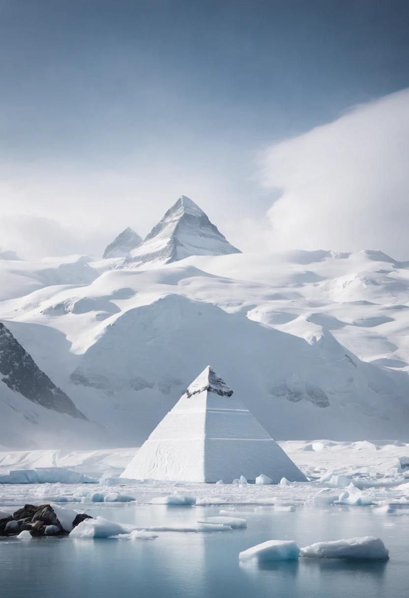 Antarctic continent、amazing composition、Huge ice wall、Ice pyramid、Ruins、spaceships、The human、Ice World、Ancient ruins、researcher、Plants、Wide entrance、