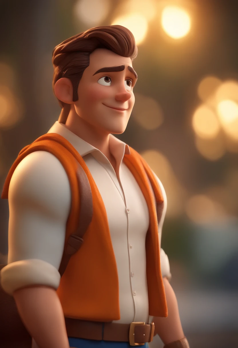 Personagem dos desenhos animados de jovem branco, loiro e uma camisa laranja , animation character, Caractere estilizado, animation style rendering, 3D estilizado, Arnold Maya render, 3 d render stylized, toon render keyshot, Personagem 3D, Personagem 3D, 3d rendering stylized, 3 d character render, personagem de desenho animado, Personagem de close up, Pose de personagem, (Estilo Pixar) (master part:1.2) (Bokeh) (best quality) (pele detalhada) (textura detalhada) (8k) (argila) (Cinematic lighting) (foco nítido