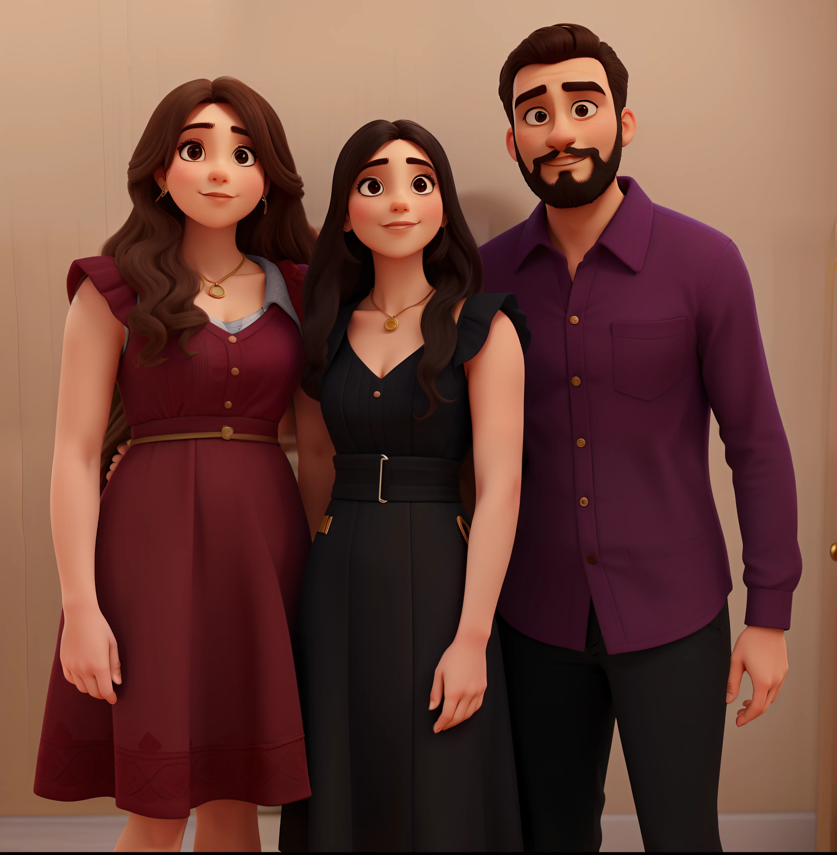 Obra-prima, de melhor qualidade, Three psychologists drinking coffee, sendo uma mulher de 24 anos loira, With shoulder-length hair, boca vermelha, gordinha, usando vestido roxo, uma mulher brasileira com cabelo liso longo, 23 anos, com vestido preto longo, um homem de 25 anos, com bastante cabelo e barba preta. The three of them drink coffee and chat in a room at Freud's.