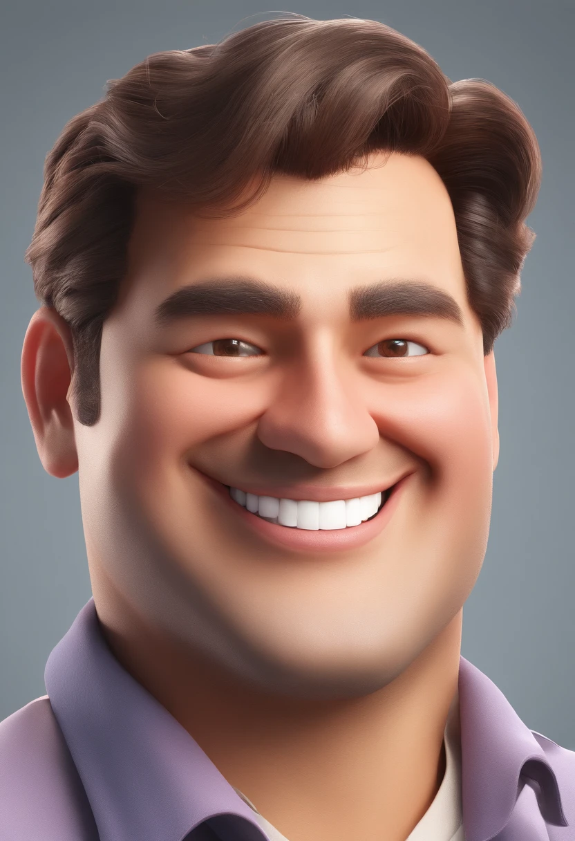 Smiling Man Illustration, sorriso insano, Homem de pele marrom com um sorriso gigante, happily smiling at the camera, sorriso atrevido, he's smiling, sorriso muito grande, Macho sorridente, foto de perfil headshot, rindo sorriso enorme, desenhando no estilo de Arte 3D, c4d, fundo de cor branco puro, estilo disney, estilo pixar render ilustracao Super Detalhe, 8k