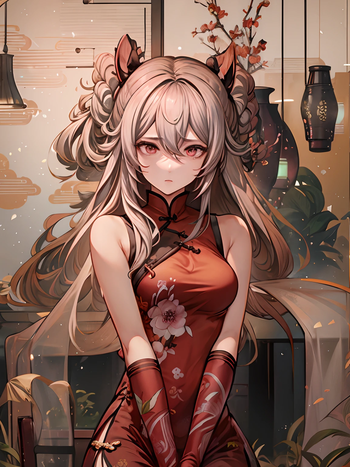 1girll,on cheongsam,Chinese skirt
