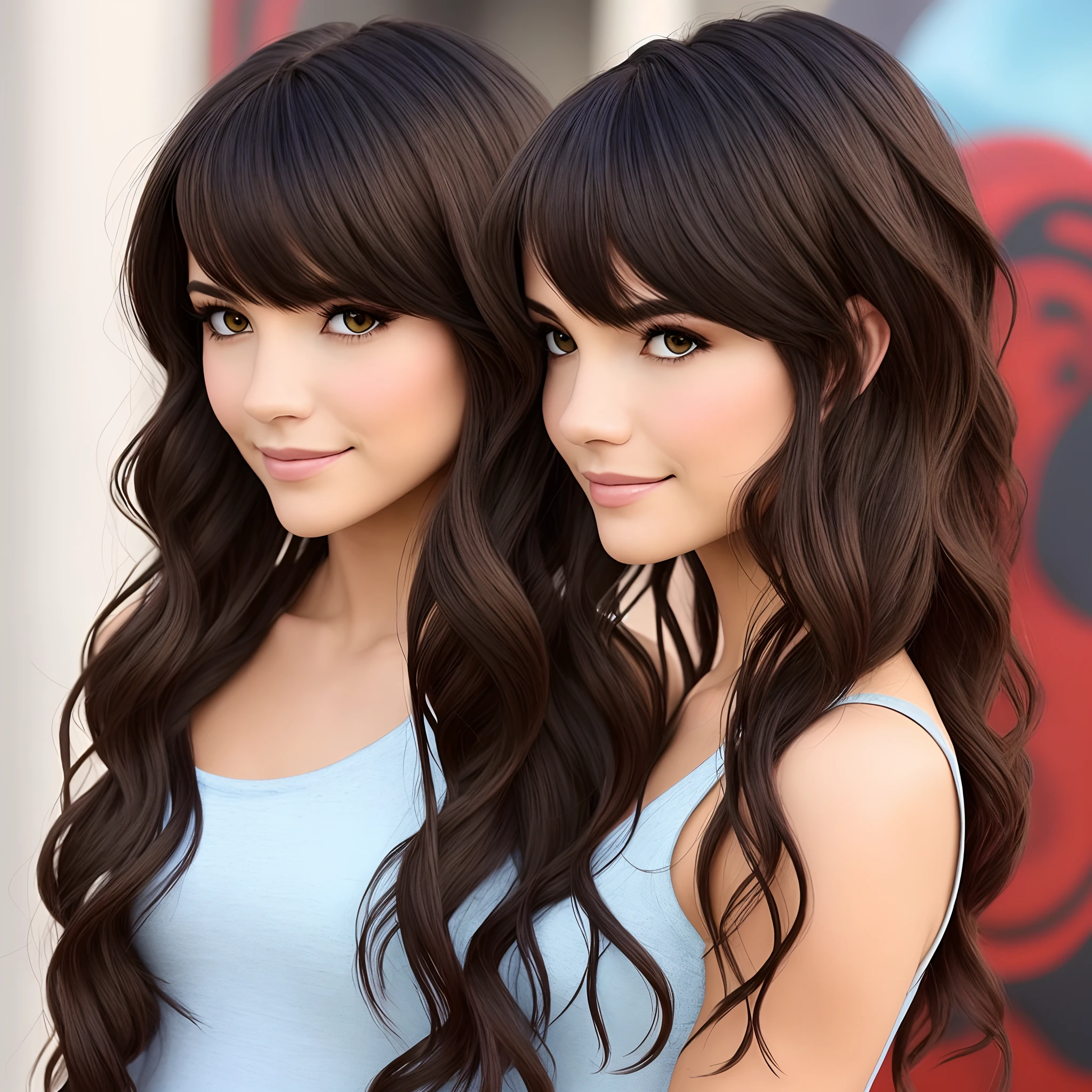 Crie uma morena de cabelo longo liso preto estilo disney pixar