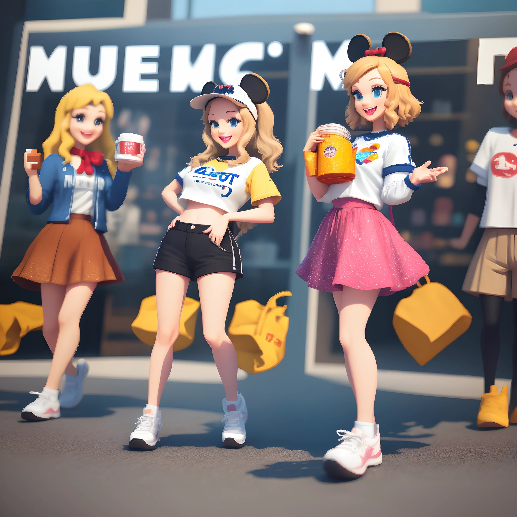want a 3d disney pixel image of me in an outfit with the slogan Mari_Modaspf