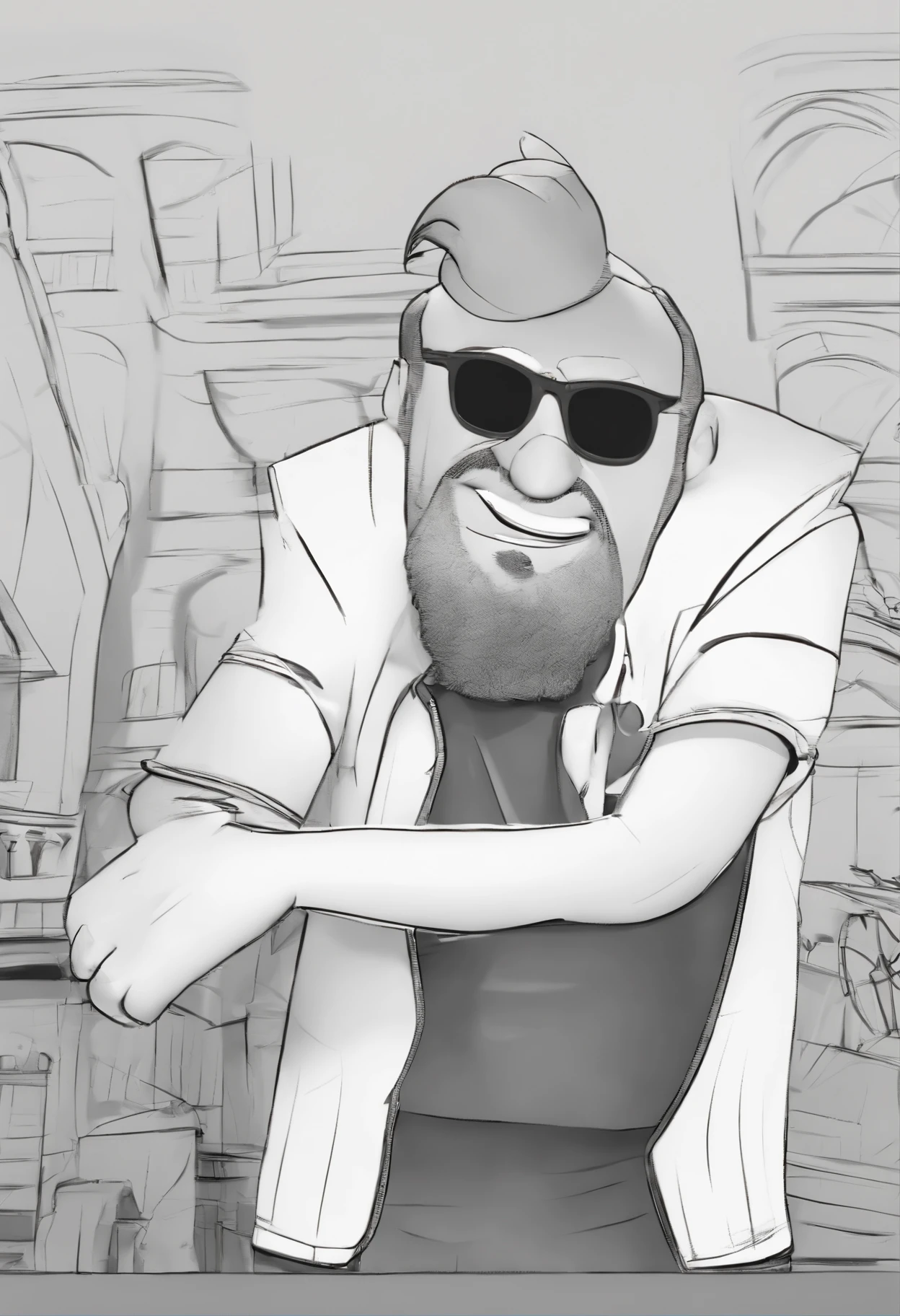 Cartoon character of a man with black glasses and a black polo shirt, cabelo liso, With beard and old school tattoo on his arm, animation character, Caractere estilizado, animation style rendering, 3D estilizado, Arnold Maya render, 3 d render stylized, toon render keyshot, Personagem 3D, Personagem 3D, 3d rendering stylized, 3 d character render, personagem de desenho animado, Personagem de close up, Pose de personagem, (Estilo Pixar) (master part:1.2) (Bokeh) (best quality) (pele detalhada) (textura detalhada) (8k) (argila) (Cinematic lighting) (foco nítido