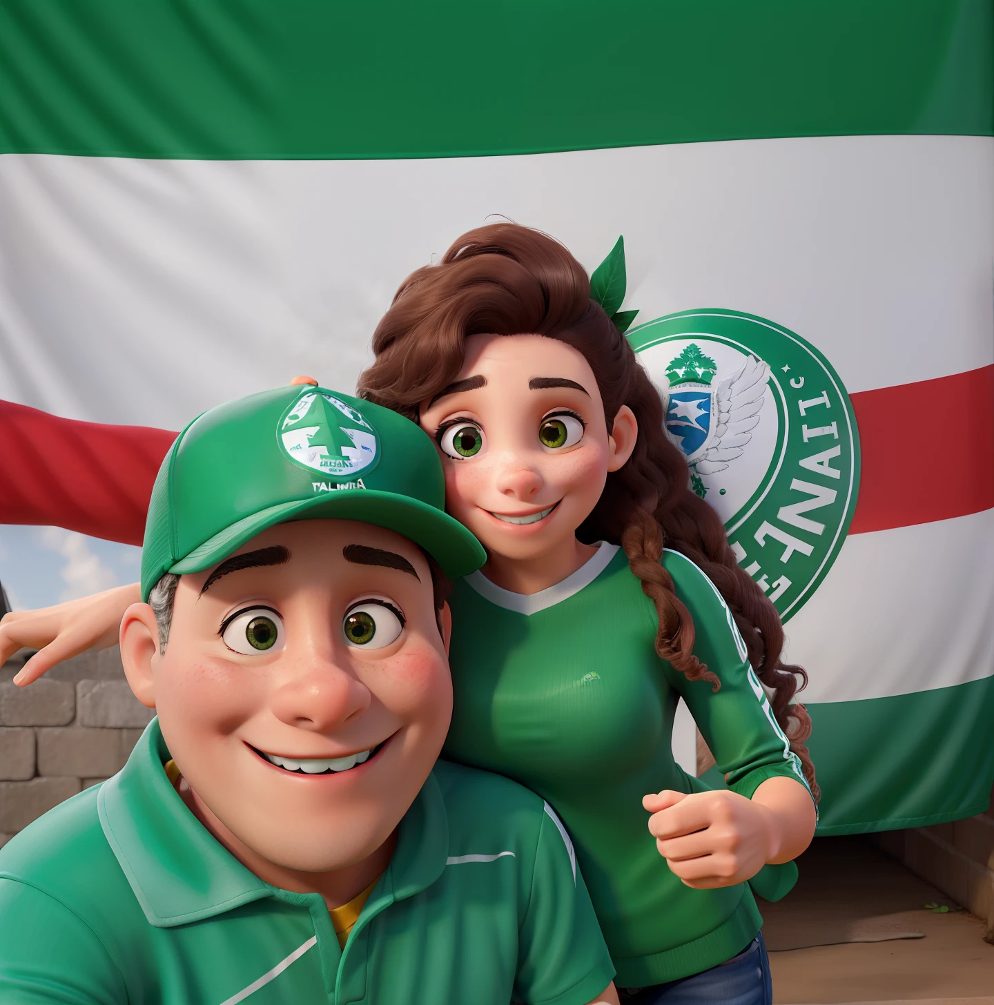 Obra-prima, de melhor qualidade, um pai e sua filha de 8 anos time de futebol palmeiras