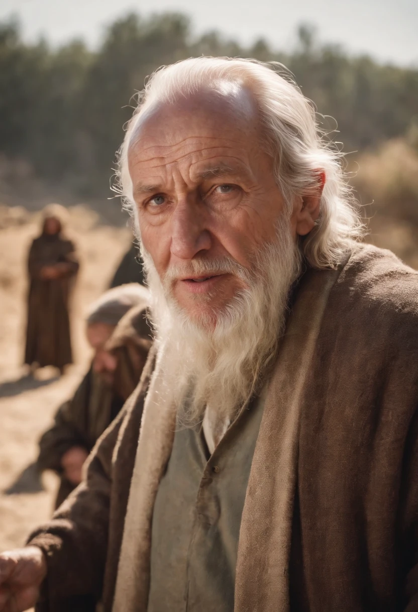 Old Sick man talking with friends, Biblical characters from the New Testament of the Bible,