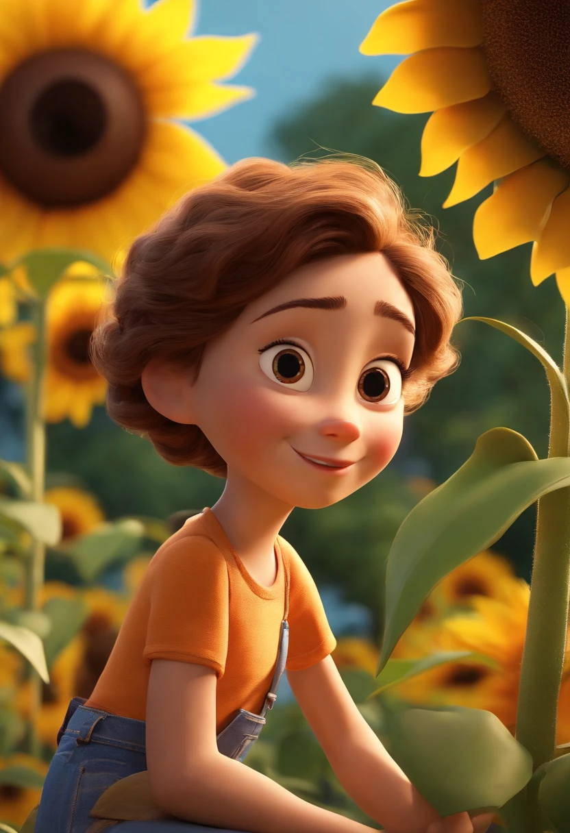 muchacho: Miguel, approximately 5 years old, cabello corto estilo Disney, ojos marrones y sonrisas. girlish: Giovana, 2 years old, Cabello largo y negro y ojos azules. Escenario: Miguel and Giovana are in a cozy little house in the valley, In the background a sunny day, Destacando el sol.
