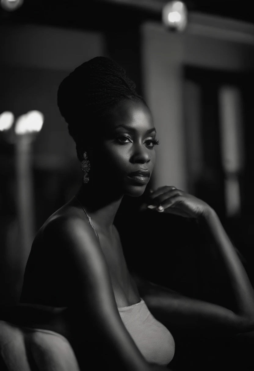 Une magnifique femme noire belle, belle silhouette, beaux seins + lovely lips+Tresse entrepreneur) est en entreprise . responsable de communications ivoirienne tres realiste