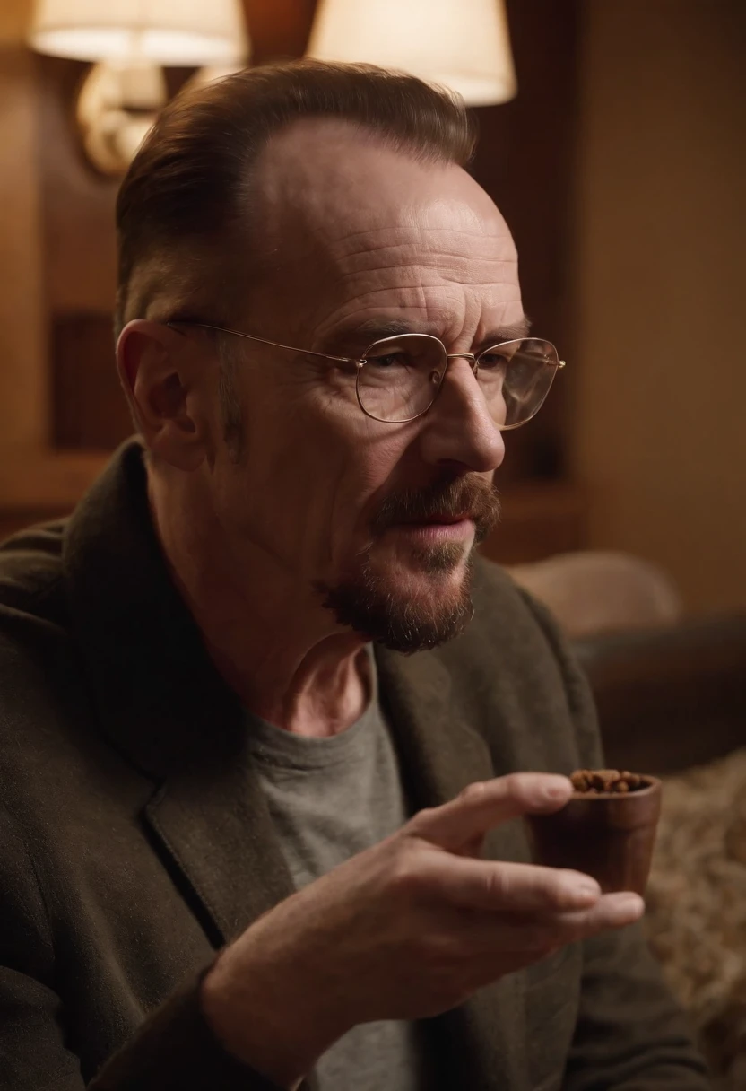 Walter white, smoking a blunt, with Nicolas cage, while there in the family guy house