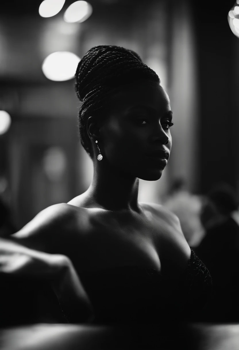 Une magnifique femme noire belle, belle silhouette, beaux seins + lovely lips+Tresse entrepreneur) est en entreprise . responsable de communications ivoirienne tres realiste