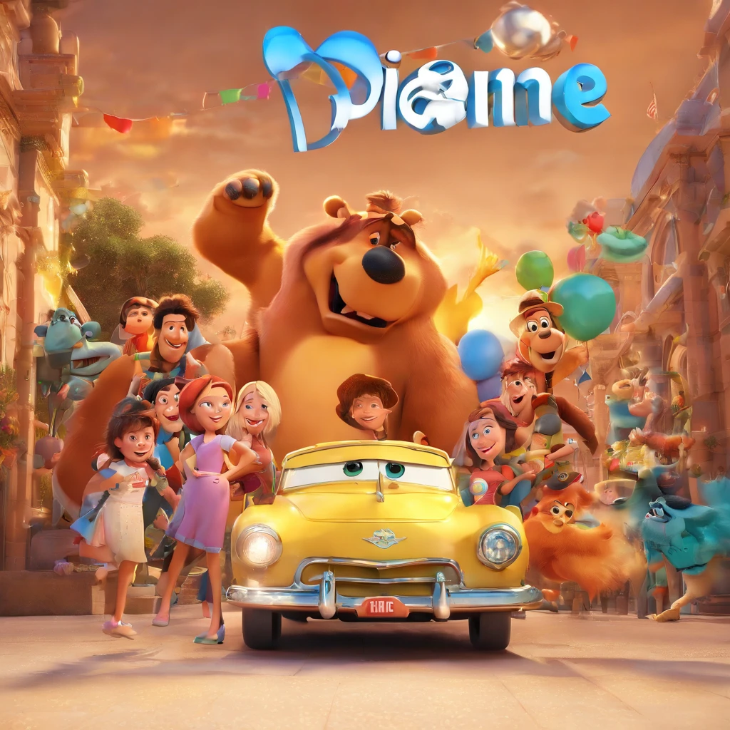 create a 3D movie poster inspired by Disney Pixar, The scene should be in Pixar's signature digital art style, with children attending Mass.