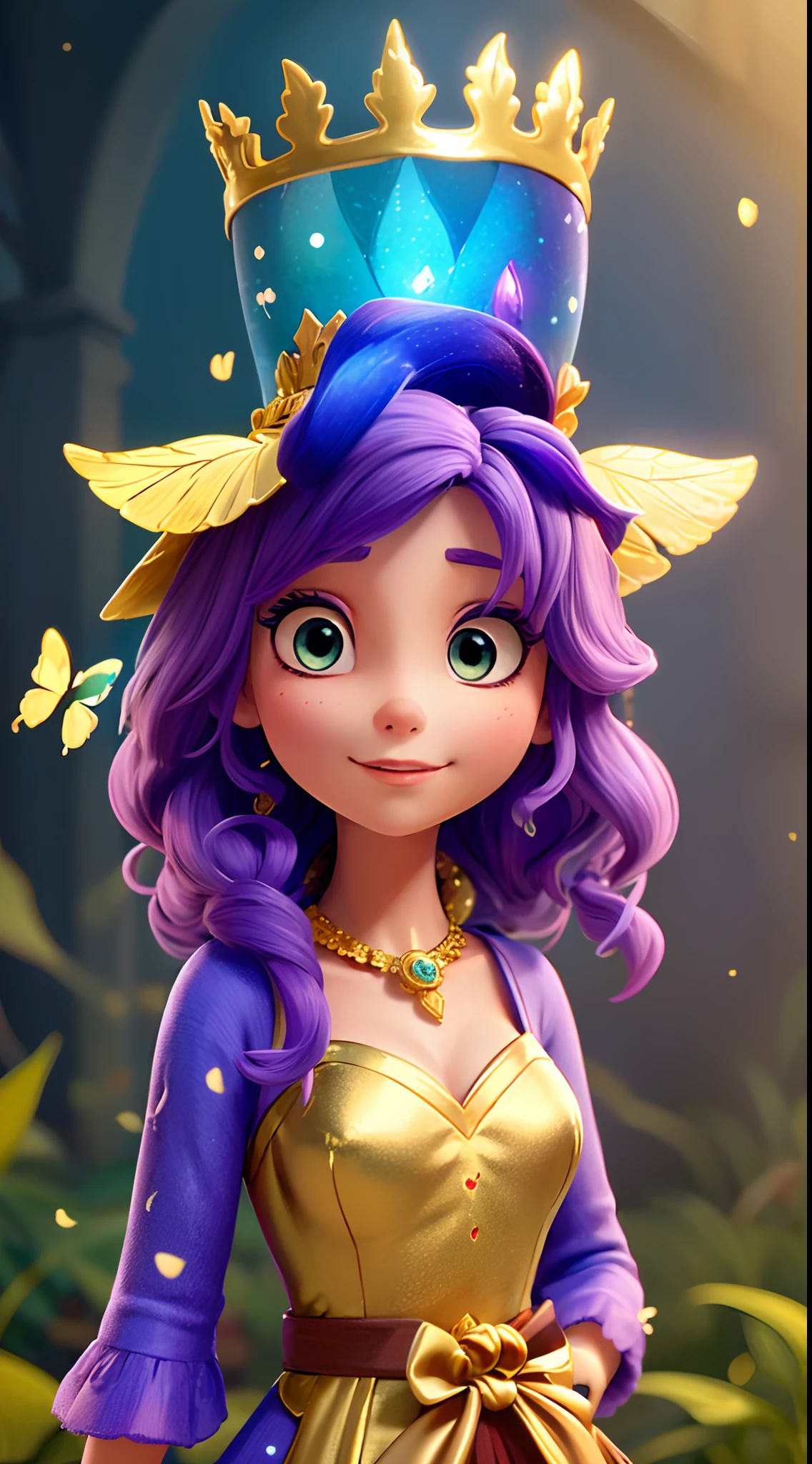 Mystical Elegance: The Enchantress of Ethereal Dreams
In a world draped in ethereal mist, a figure emerges, wearing Gold ornaments, donned in a gold crown of blooming purples and vibrant blues. Her face, intricately adorned with jewels and shimmering paint, becomes a canvas telling tales of ancient magic and forgotten lore. making her seem like the very spirit of nature's dreams. Each blink of her eyes might just be the flutter of a butterfly's wing, each whisper a rustle of leaves in the wind, masterpiece quality, HD resolution