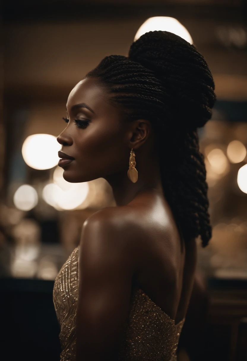 Une magnifique femme noire belle, belle silhouette, beaux seins + lovely lips+Tresse entrepreneur) est en entreprise . ivoirienne tres realiste