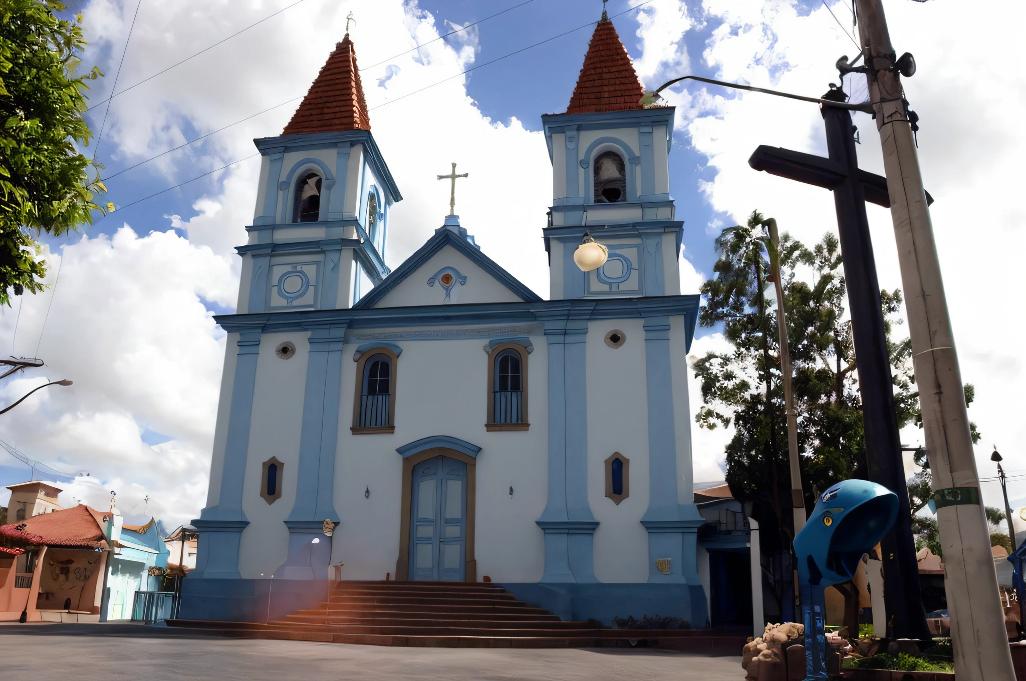 Igreja azul modo pixar Disney .