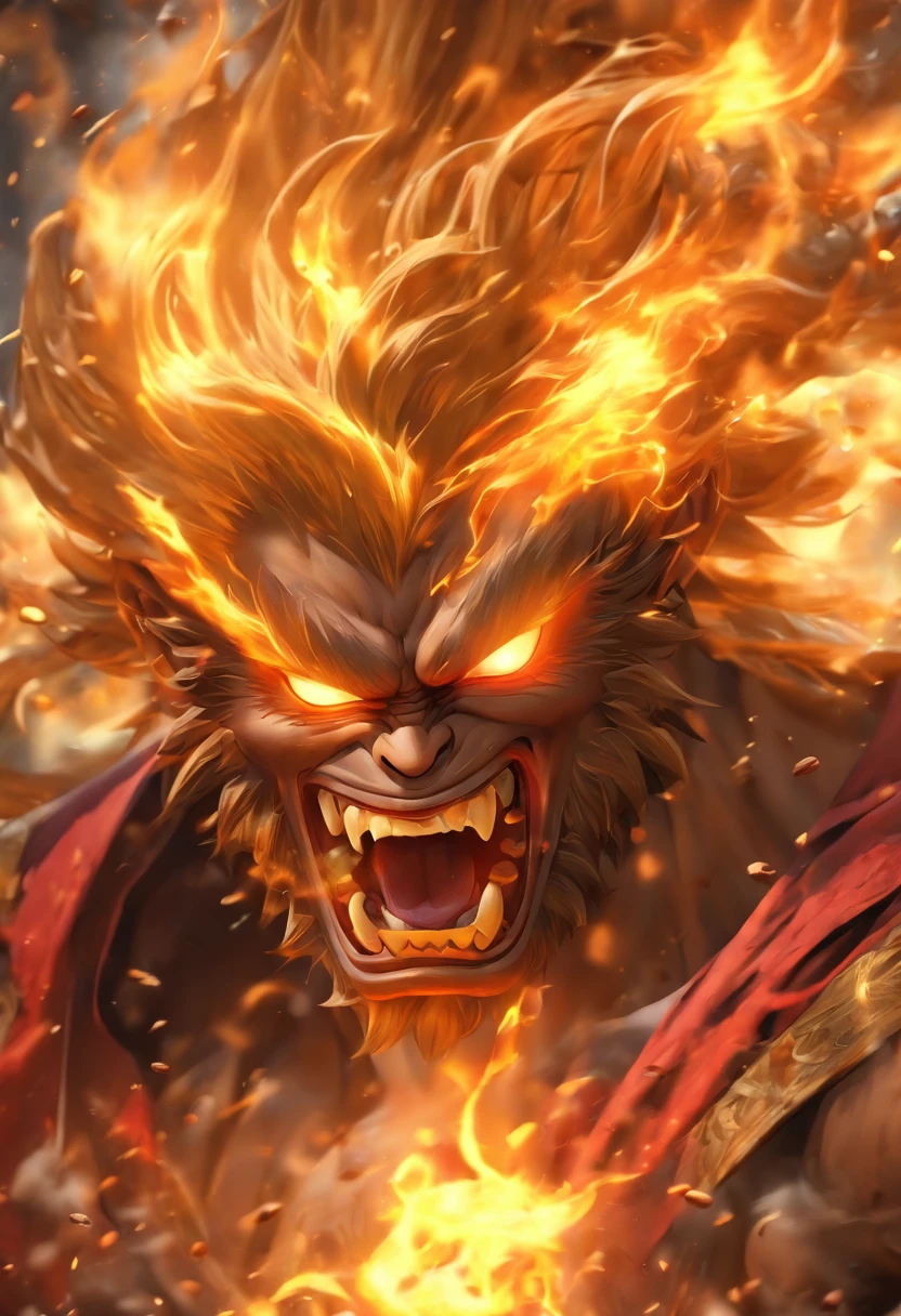 Best quality, Masterpiece, 超高分辨率, (Photorealistic: 1.4), RAW photo, ((best qualtiy,ultra-detailed CG image,tmasterpiece)), Create stunning artwork,Flame and Monkey King on a cup of coffee, , Hot coffee, , highly detailed digital artwork, Burning Reaper, Highly detailed digital art, Detailed digital 3D art, high detal, Amazing, Renders, author:Eddie Mendoza, Zombie coffee logo, amazing photorealistic graphics