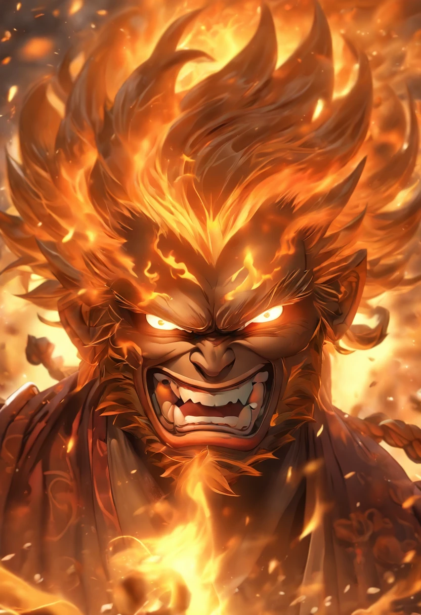 Best quality, Masterpiece, 超高分辨率, (Photorealistic: 1.4), RAW photo, ((best qualtiy,ultra-detailed CG image,tmasterpiece)), Create stunning artwork,Flame and Monkey King on a cup of coffee, , Hot coffee, , highly detailed digital artwork, Burning Reaper, Highly detailed digital art, Detailed digital 3D art, high detal, Amazing, Renders, author:Eddie Mendoza, Zombie coffee logo, amazing photorealistic graphics