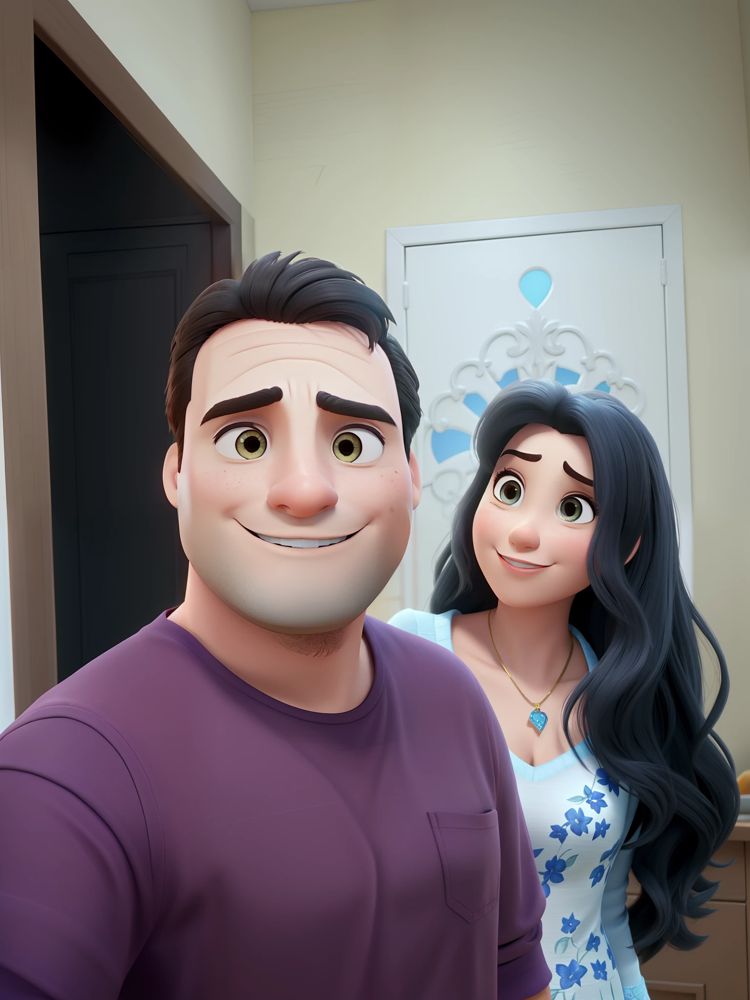 casal homem e mulher no estilo Disney Pixar, romantico , alta qualidade, melhor qualidade