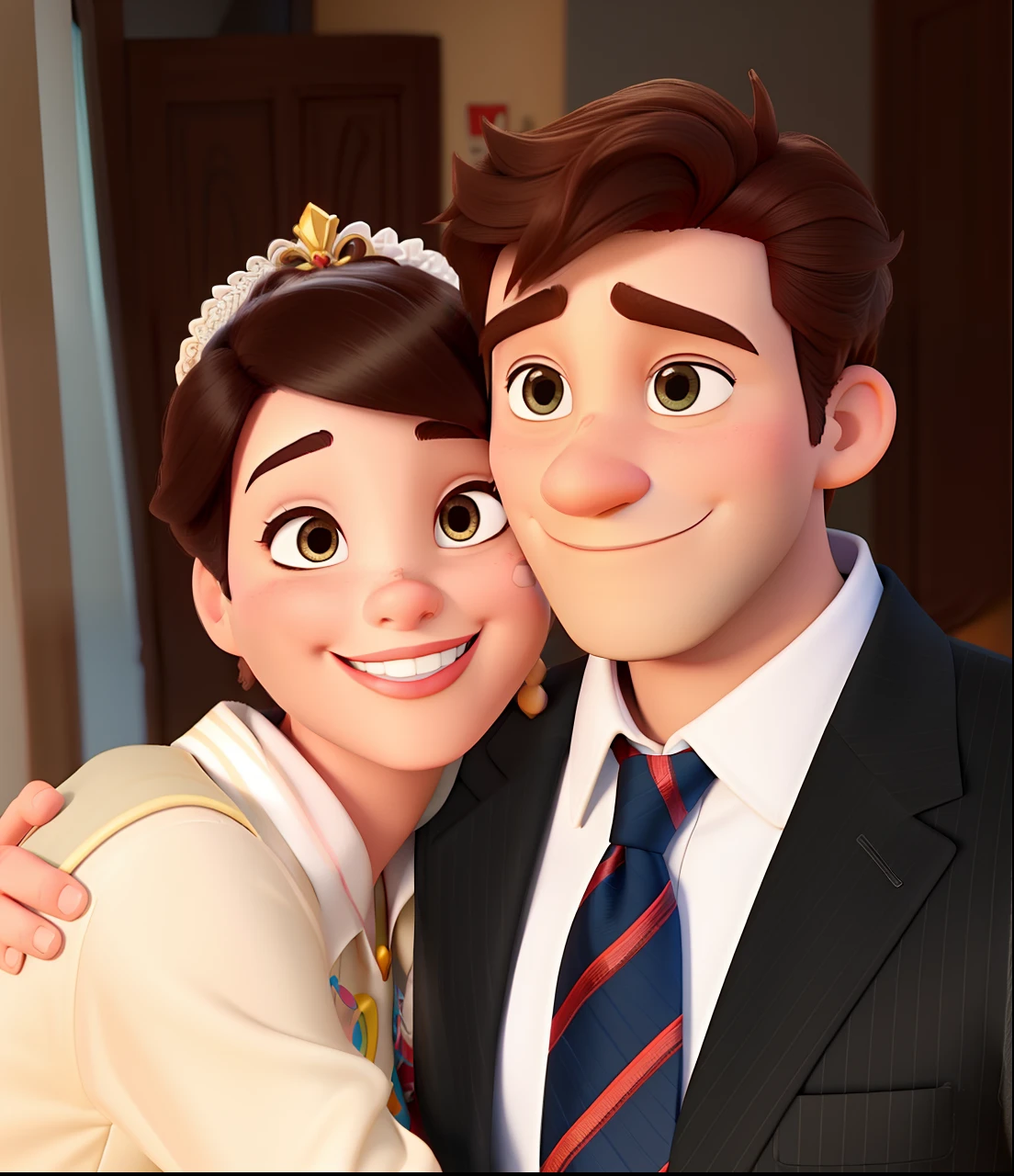 casal homem e mulher no estilo Disney Pixar, alta qualidade, melhor qualidade