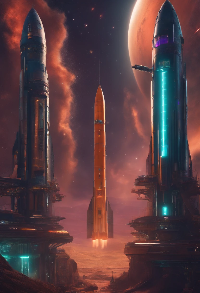 Space rockets，cyber punk style
