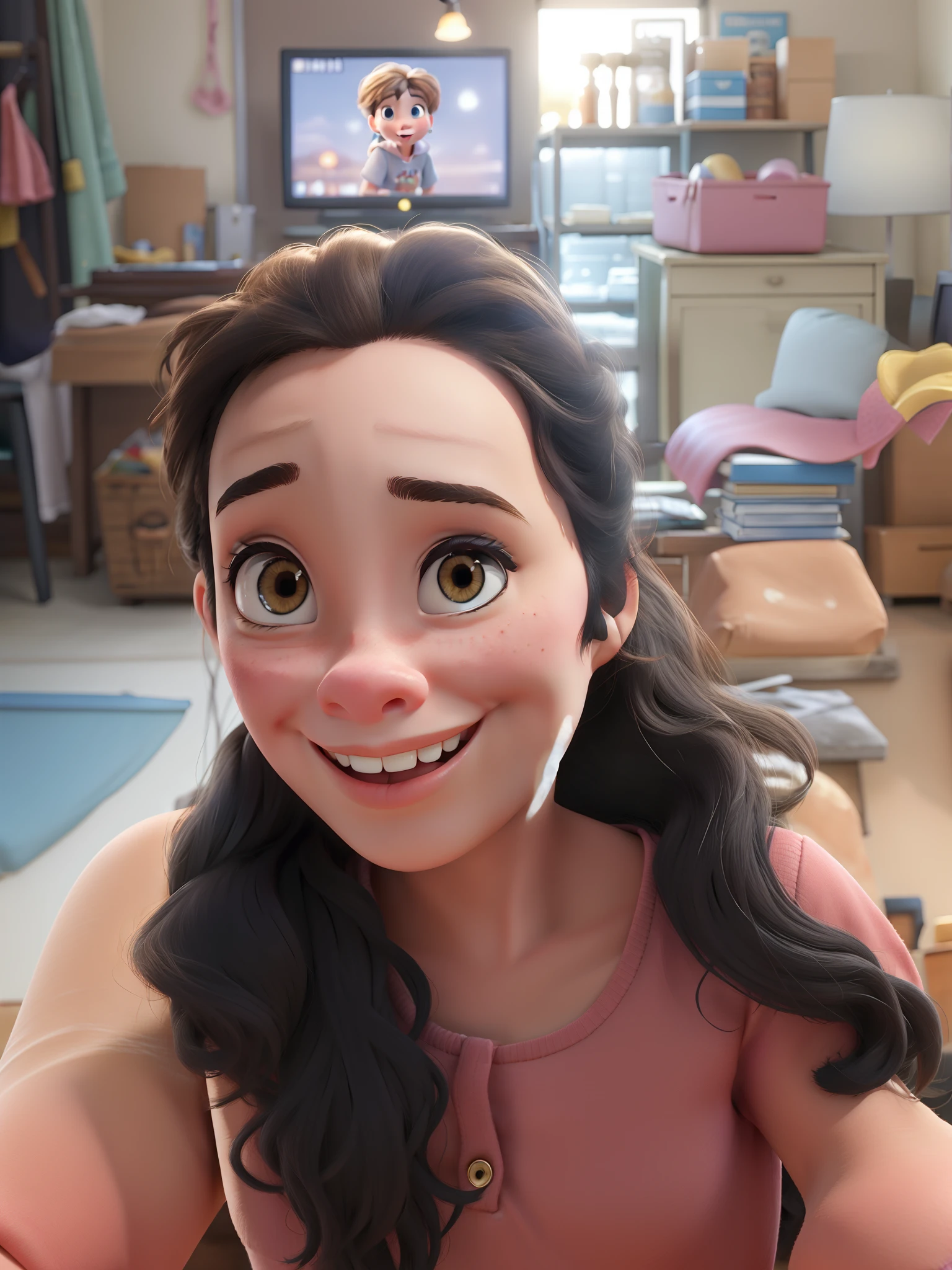 A girl in great quality and definition in the style of Disney pixar